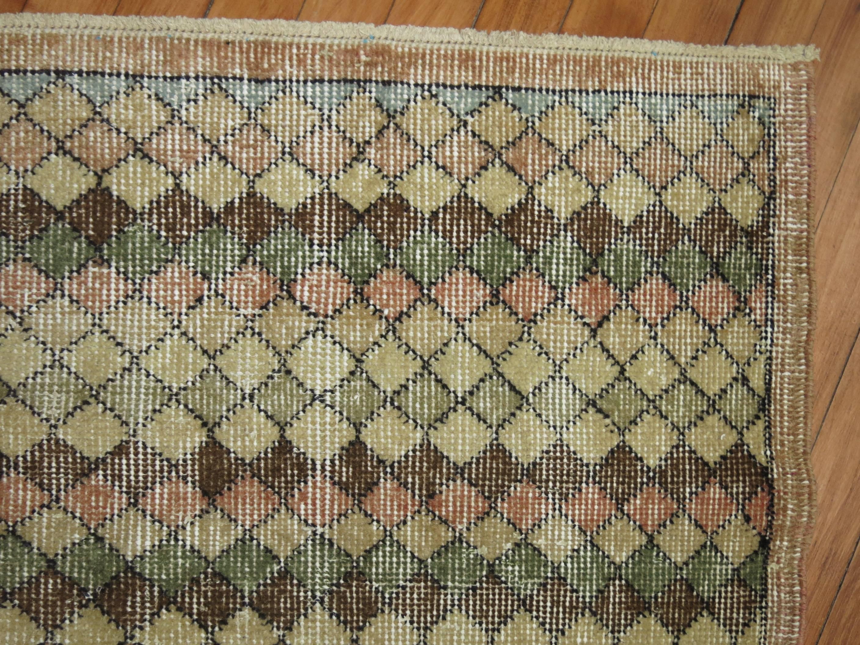 Shabby chic Turkish deco runner with a tight repetitive design in earth tones.

Measures: 3'2