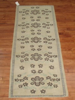 Floral Neutral Wool Handmade Turkish Small Runner