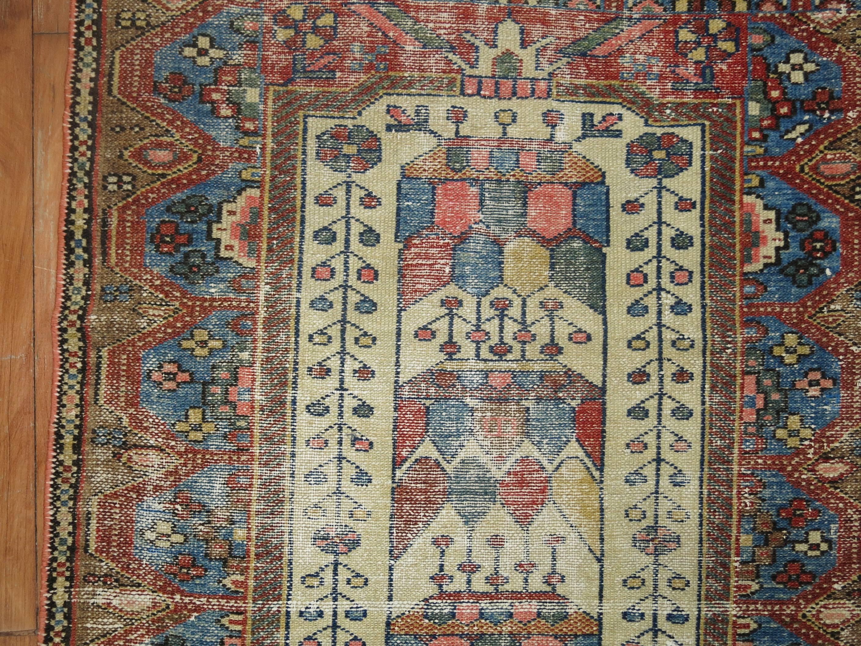 Bakshaish Shabby Chic Persian Malayer Tiny Rug For Sale