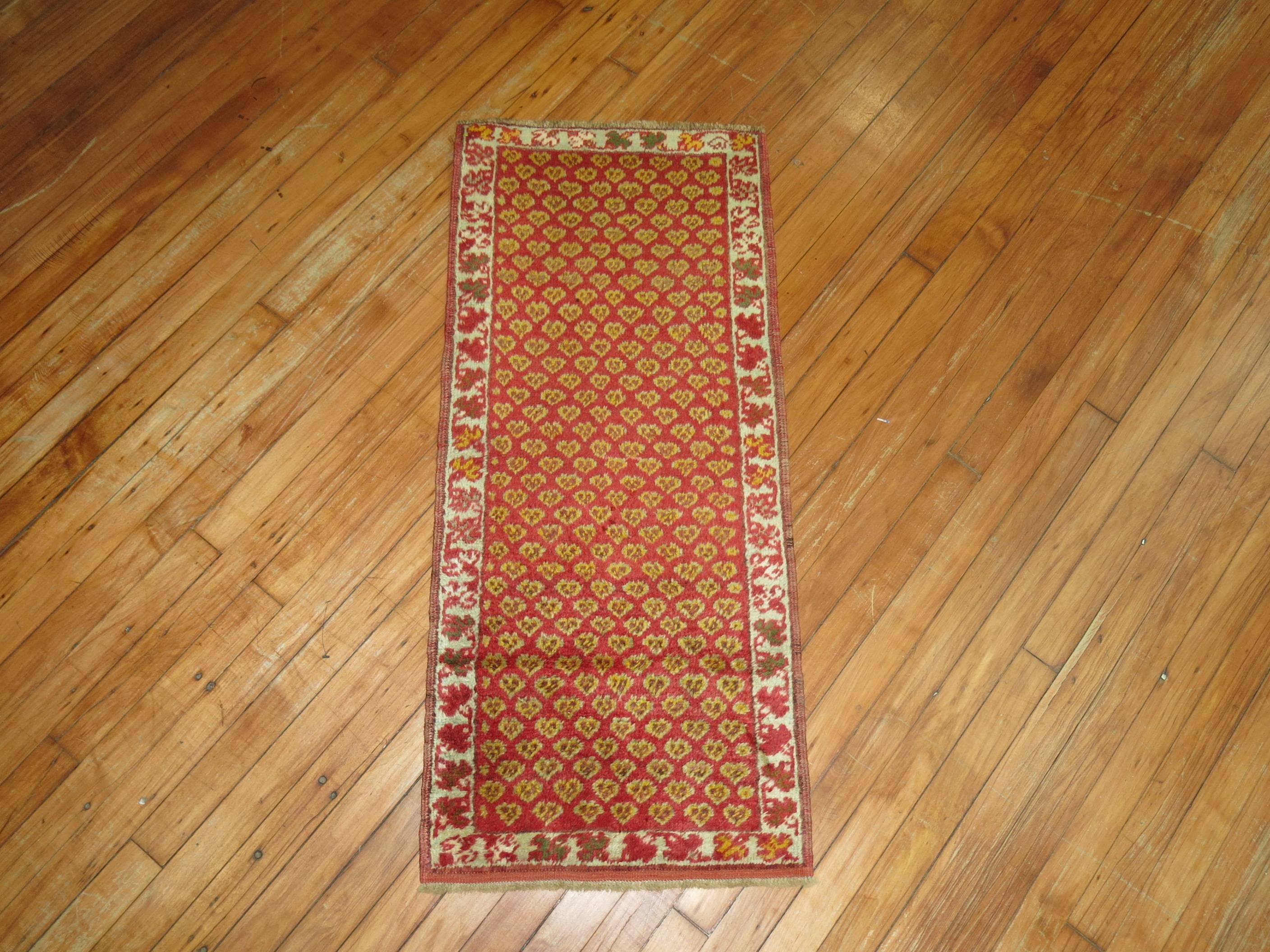 Hand-Woven Red Small Size Antique Turkish Rug