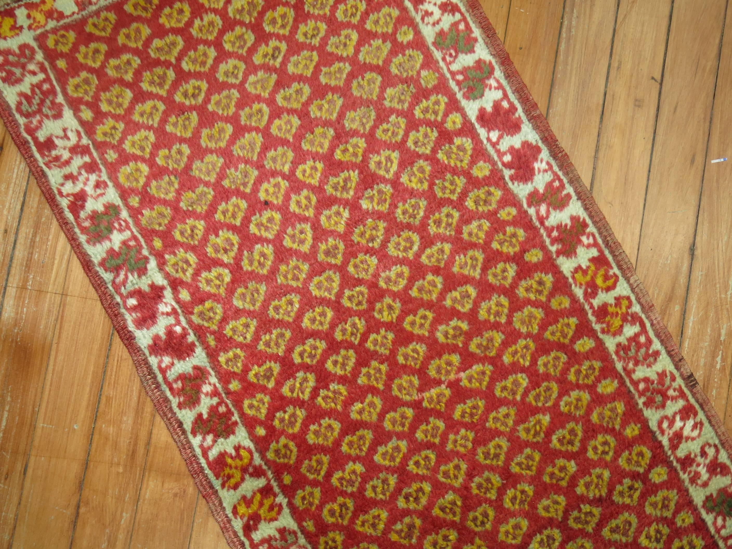 Red Small Size Antique Turkish Rug In Good Condition In New York, NY