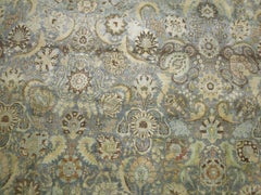 Light Blue Gray Antique Persian Tabriz Carpet