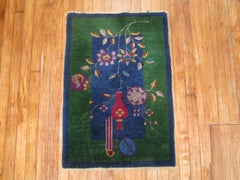 Blue Green Chinese Art Deco Mat
