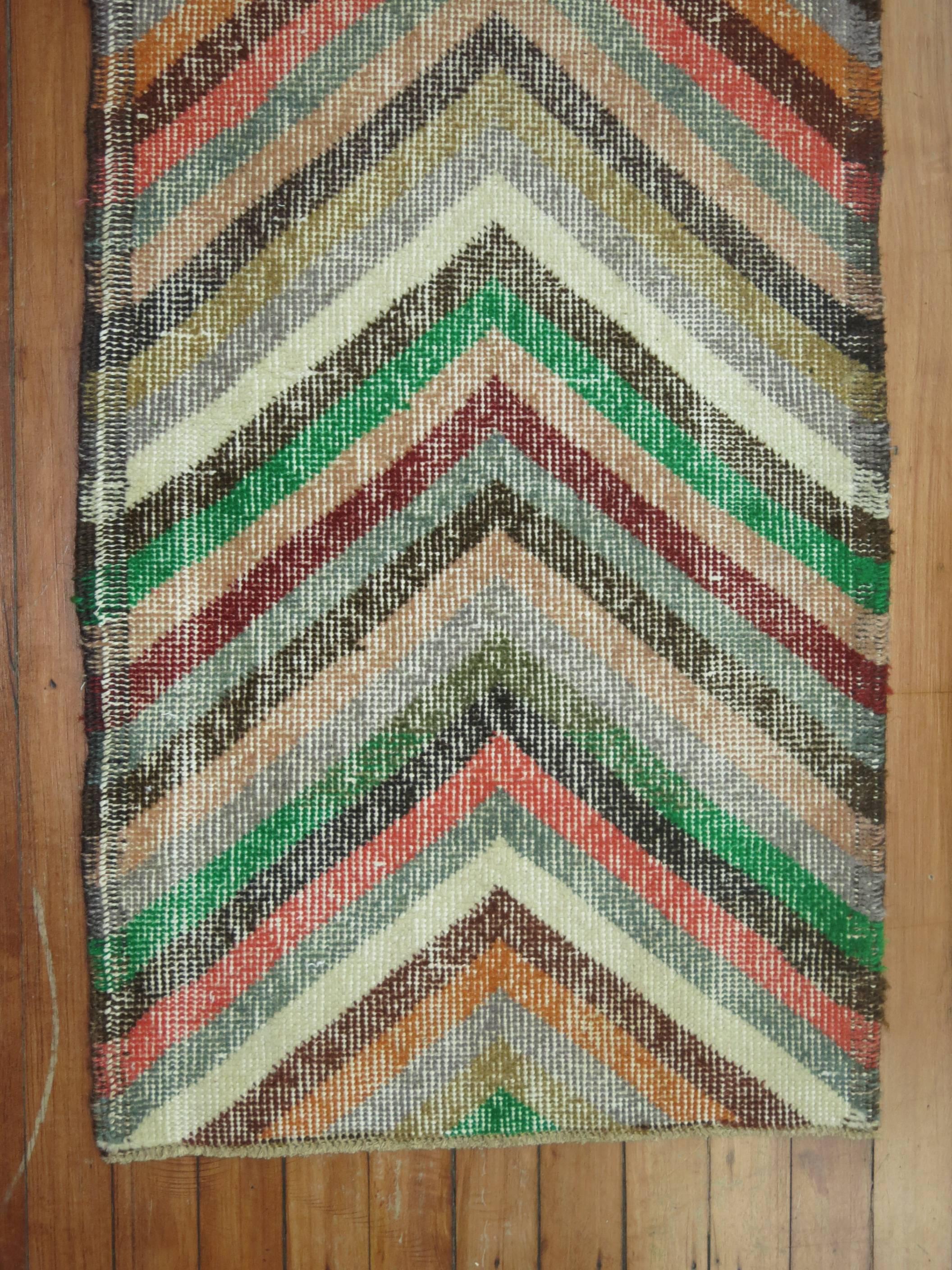 Tulu Funky Mid-Century Modern Turkish Deco Runner For Sale