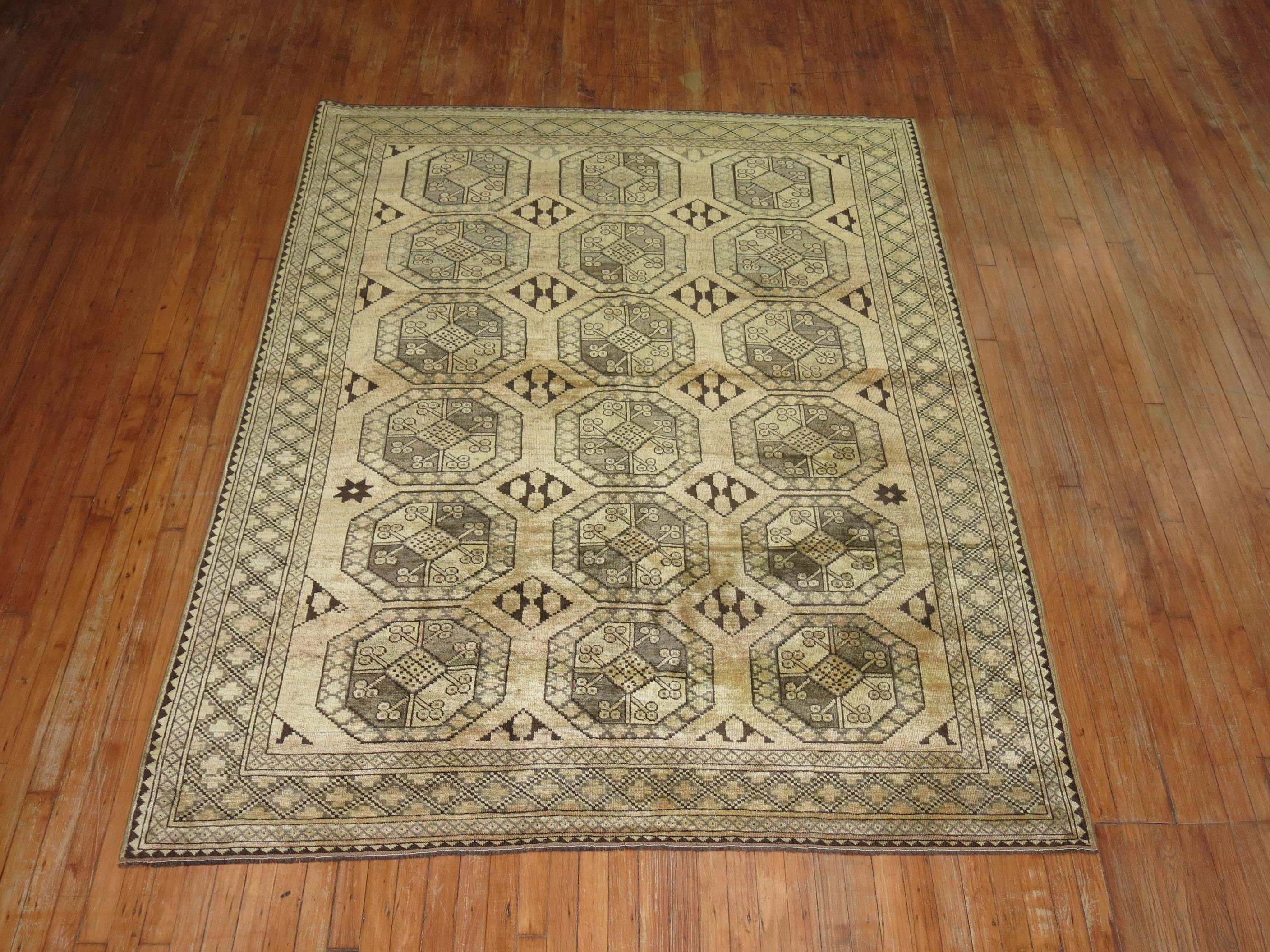 Central Asian Tribal Afghan Vintage Ersari Carpet For Sale