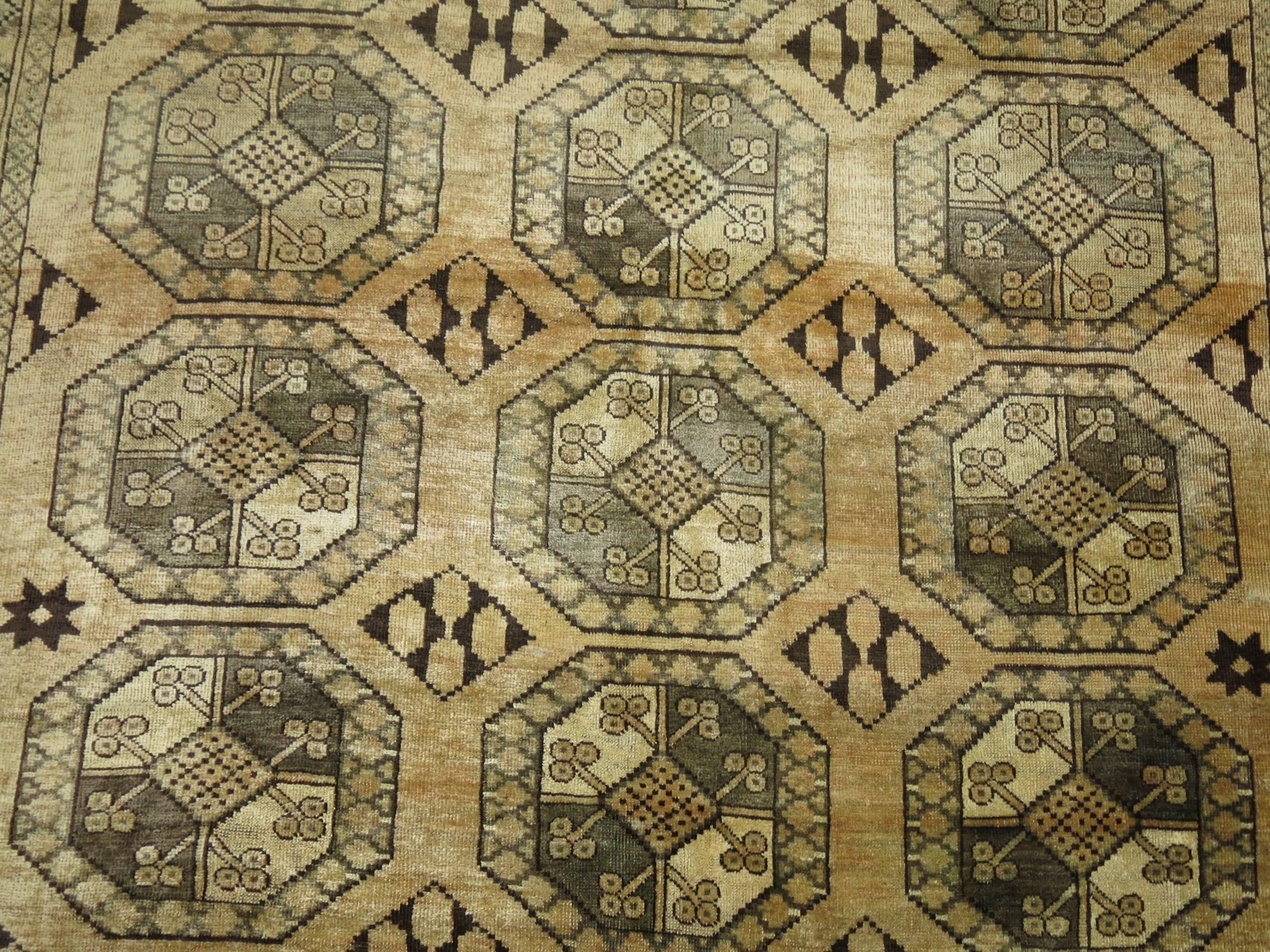 Hand-Knotted Tribal Afghan Vintage Ersari Carpet For Sale