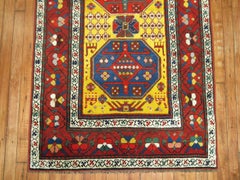 Sunny Yellow Handwoven Early 20th Century Antique Karabagh Caucasian Runner