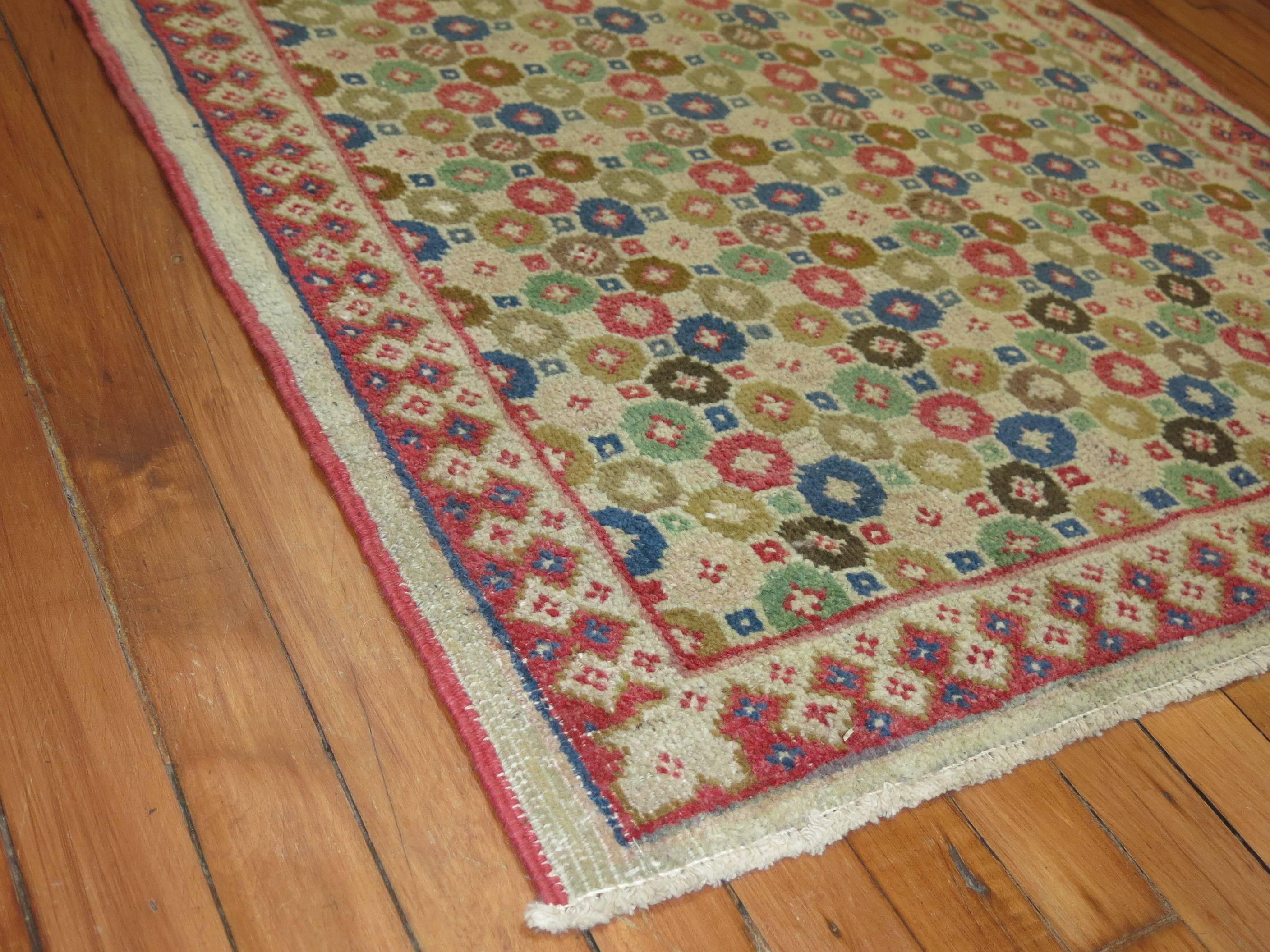 Art Deco Vintage Turkish Runner In Good Condition For Sale In New York, NY