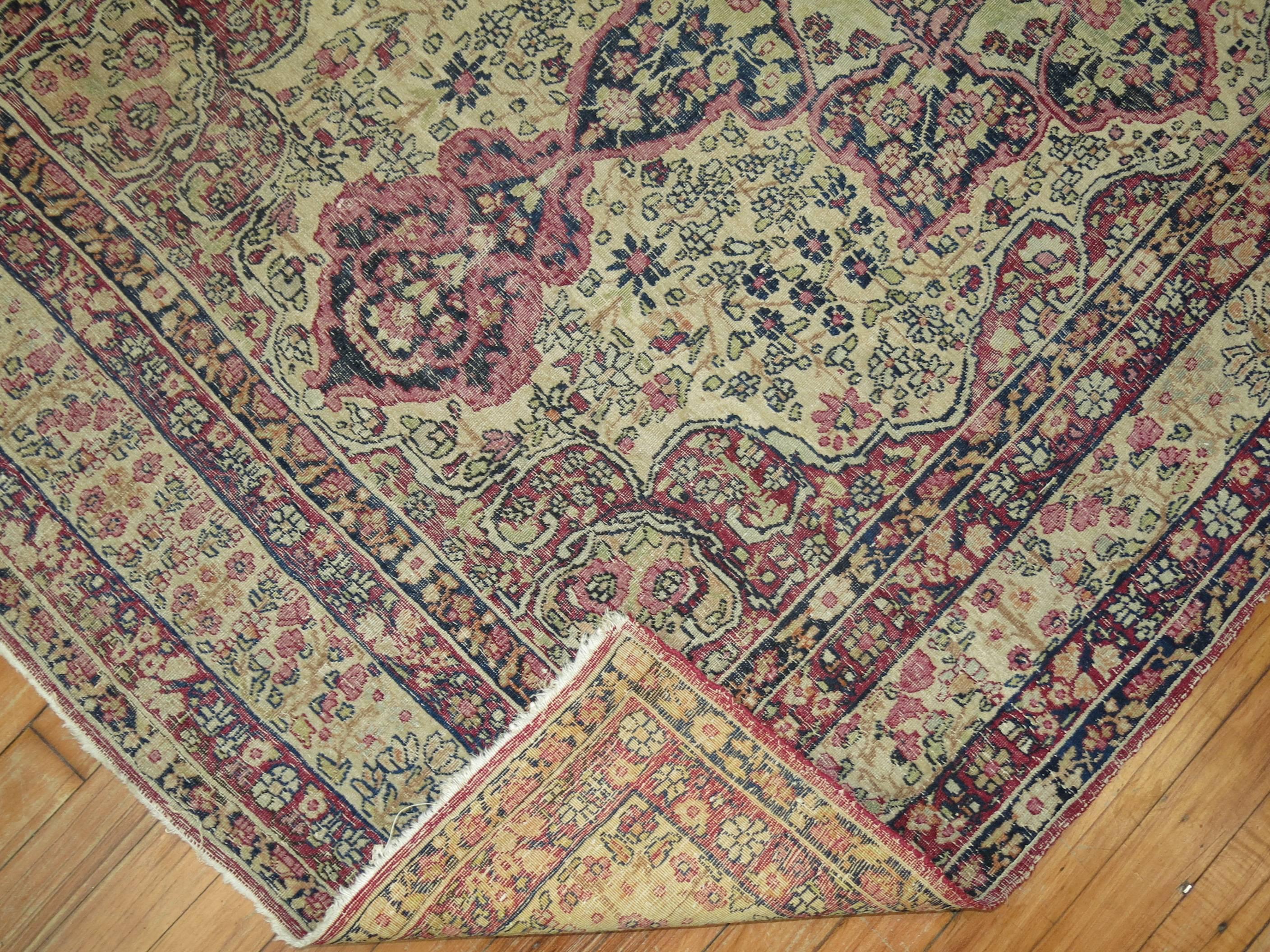 Wool Distressed Antique Lavar Kermanshah Rug For Sale