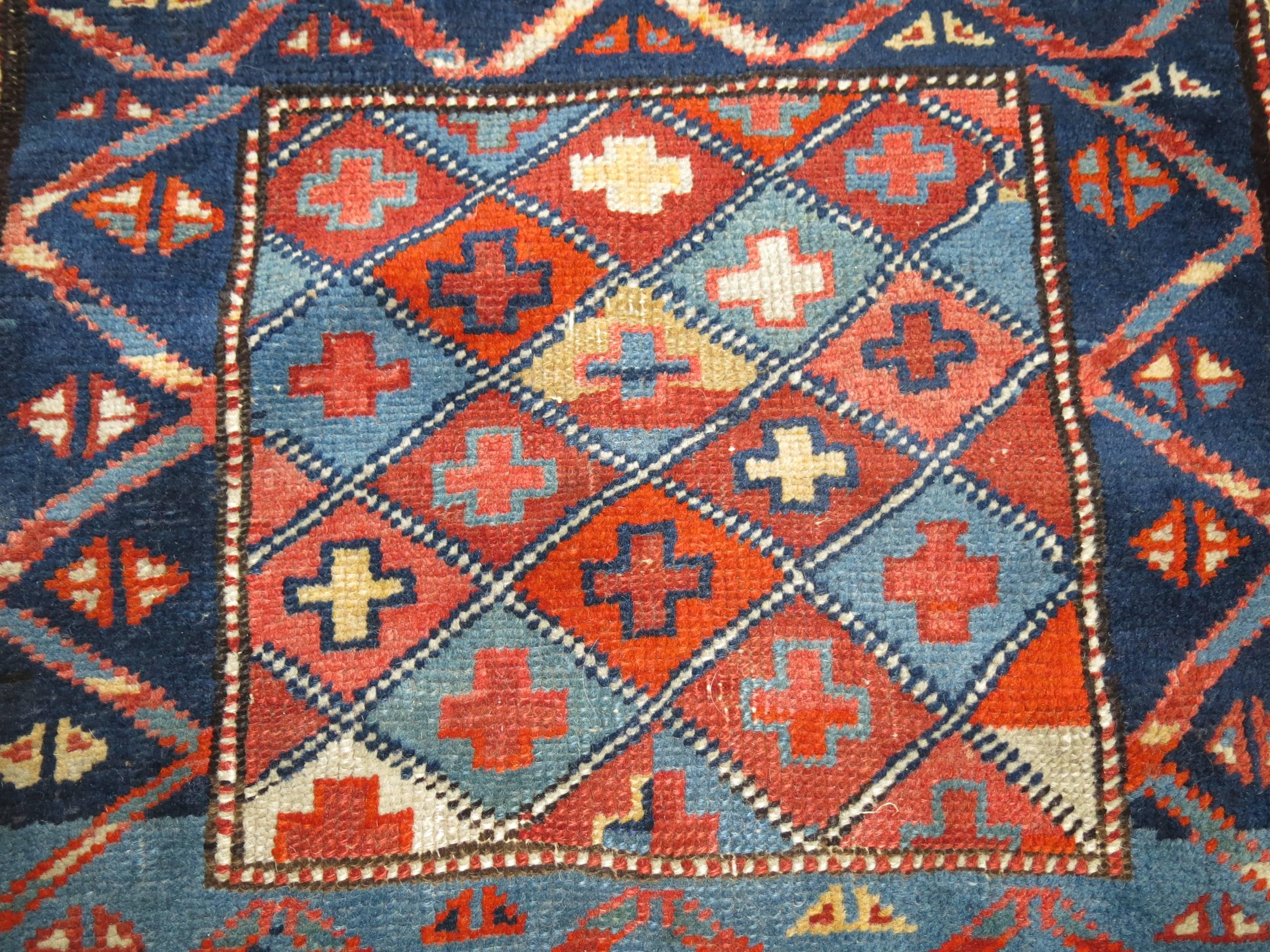 Wool Antique Caucasian Textile Bagface Rug