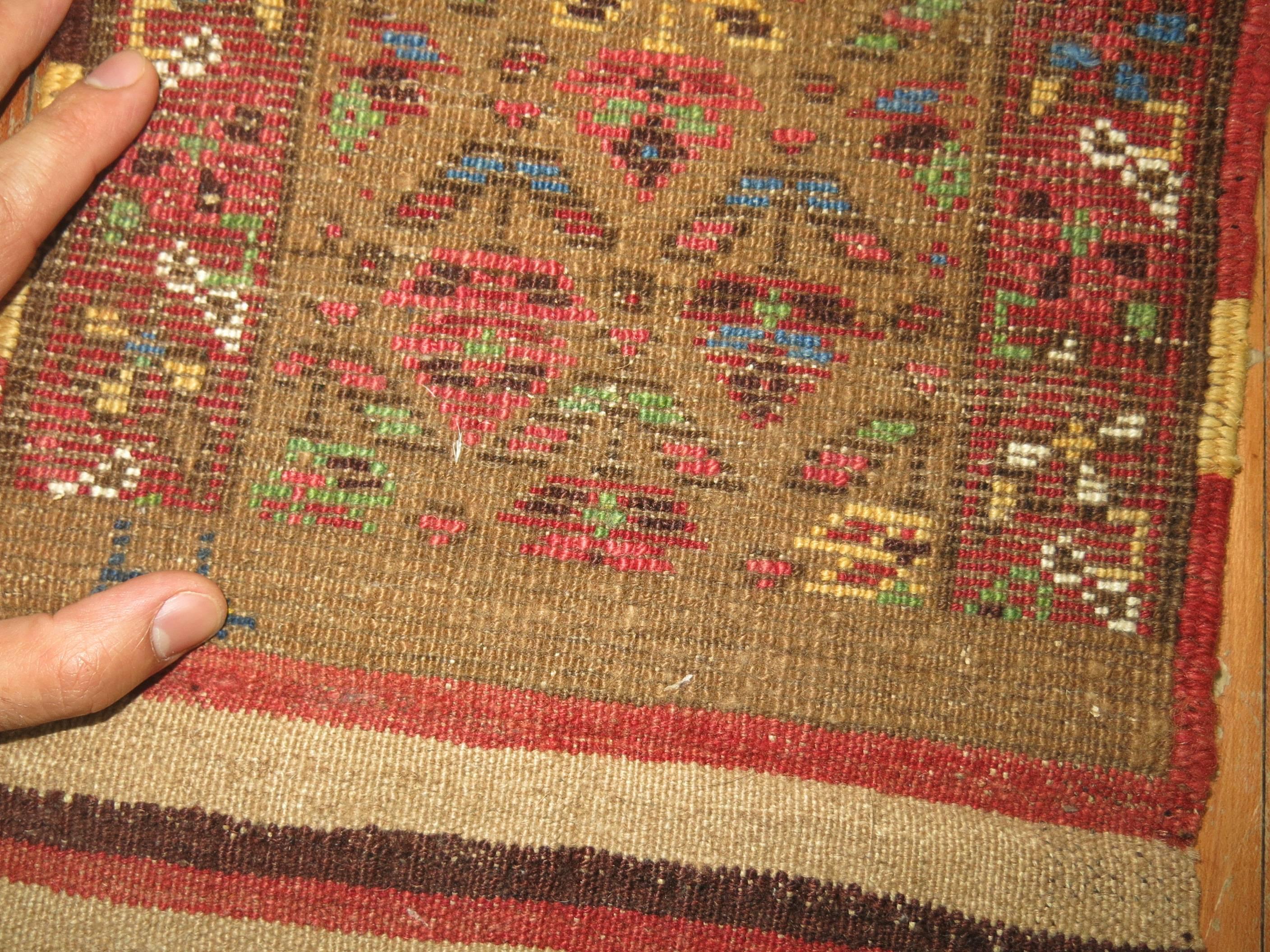 Camel Bakshaish Kilim End Bagface Textile Rug In Excellent Condition In New York, NY