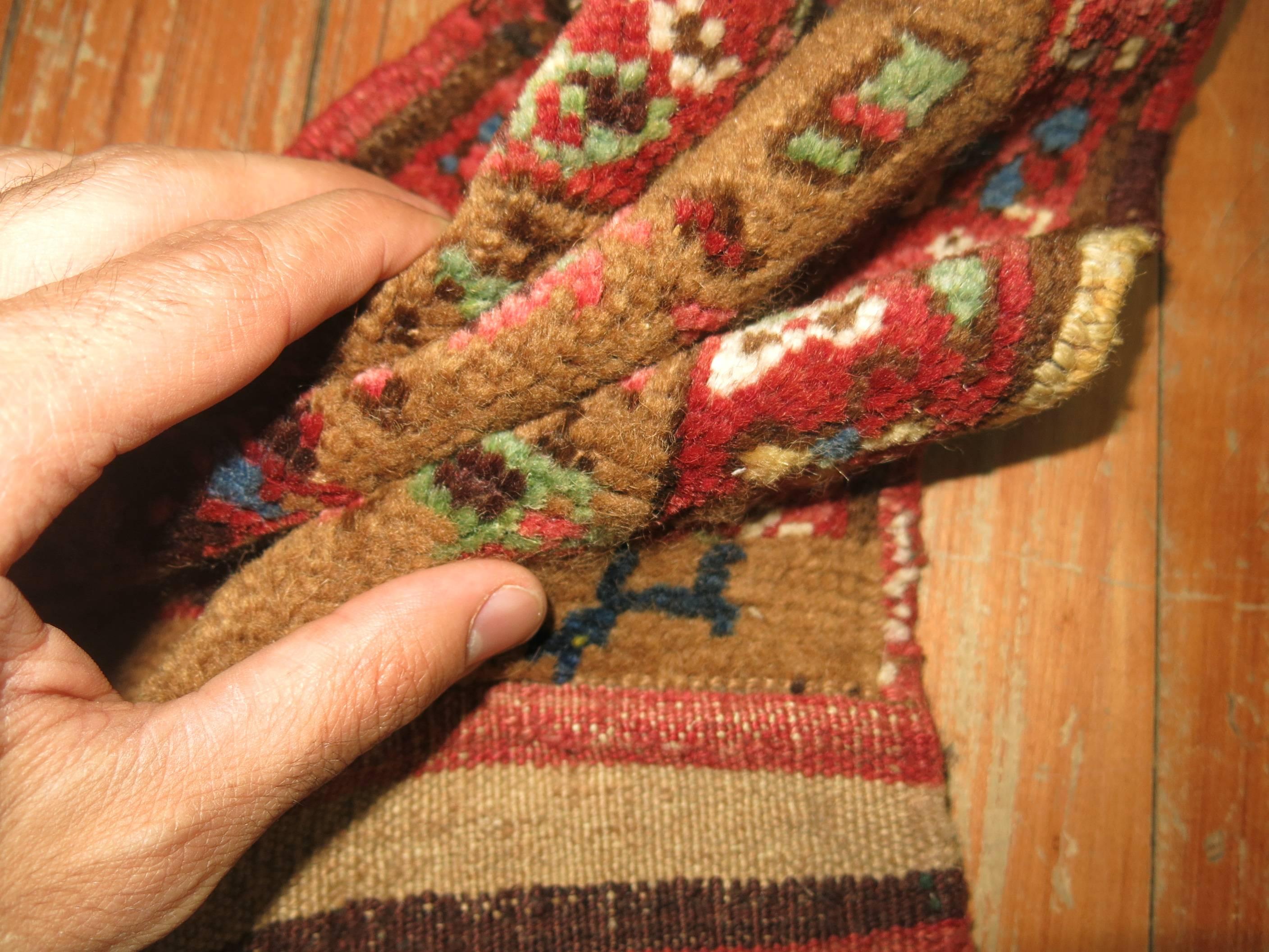 Persian Camel Bakshaish Kilim End Bagface Textile Rug