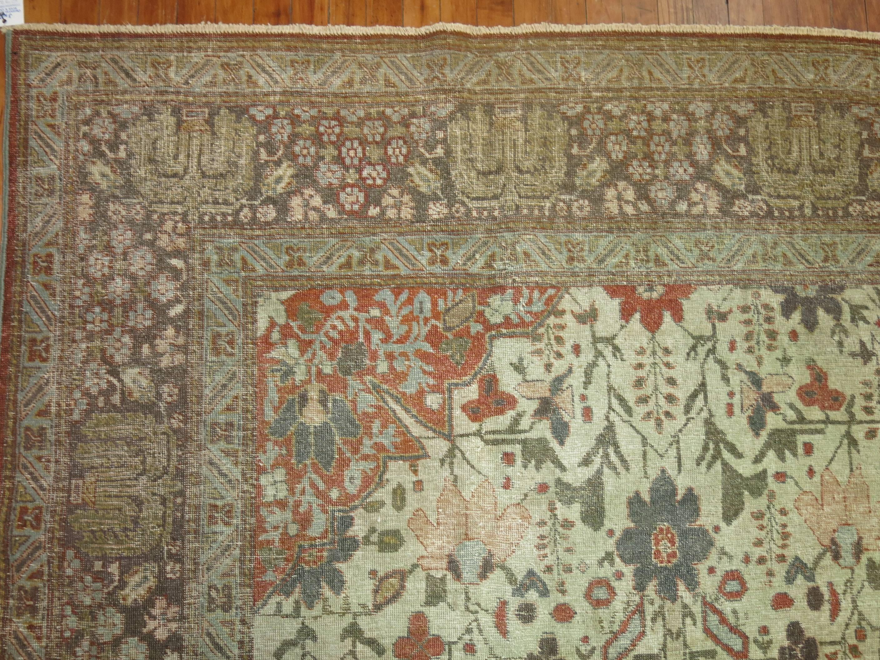 Bauhaus Antique Persian Tabriz Autumn Style Rug For Sale