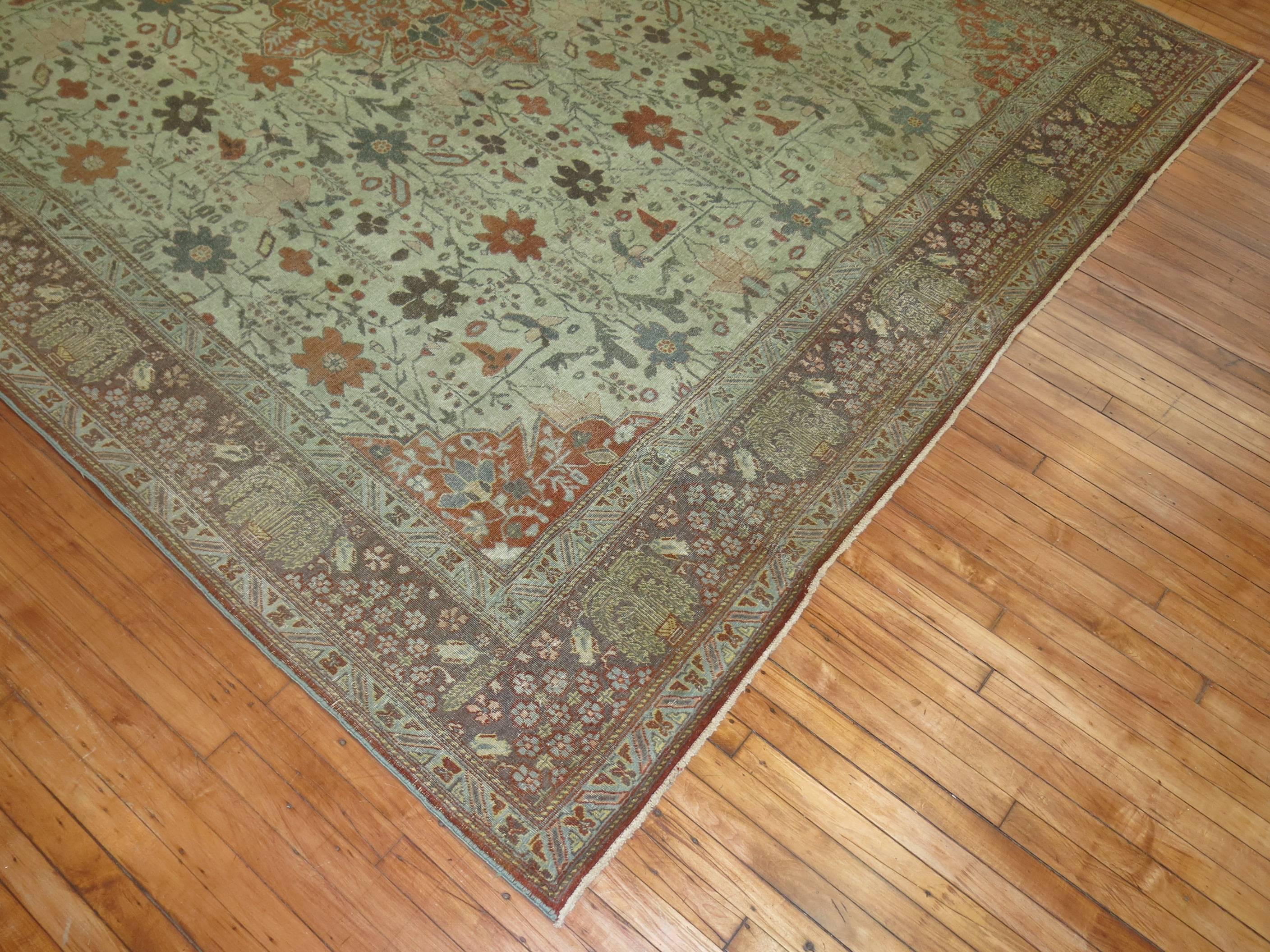 Antique Persian Tabriz Autumn Style Rug In Good Condition For Sale In New York, NY