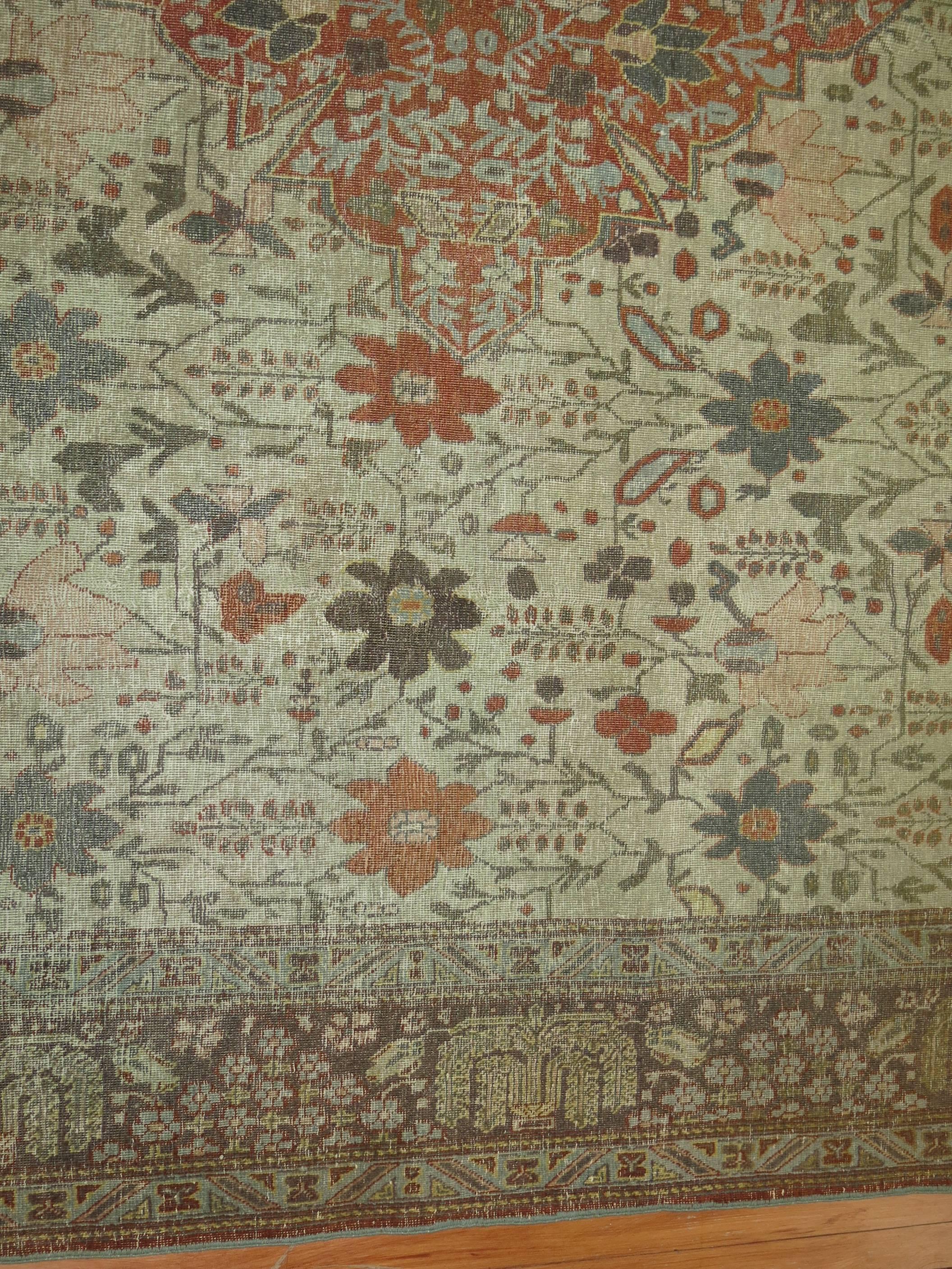 Wool Antique Persian Tabriz Autumn Style Rug For Sale