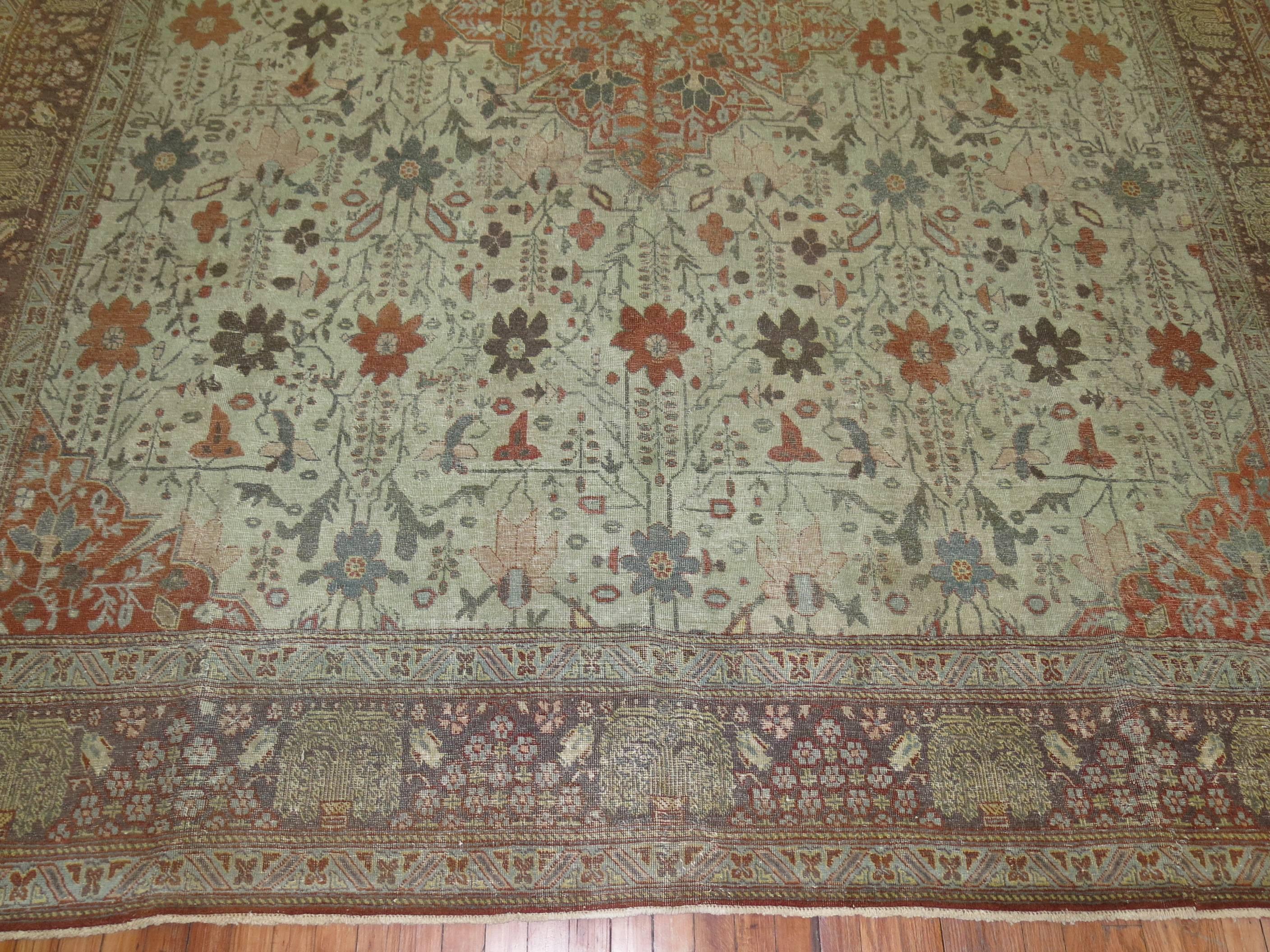 Antique Persian Tabriz Autumn Style Rug For Sale 2