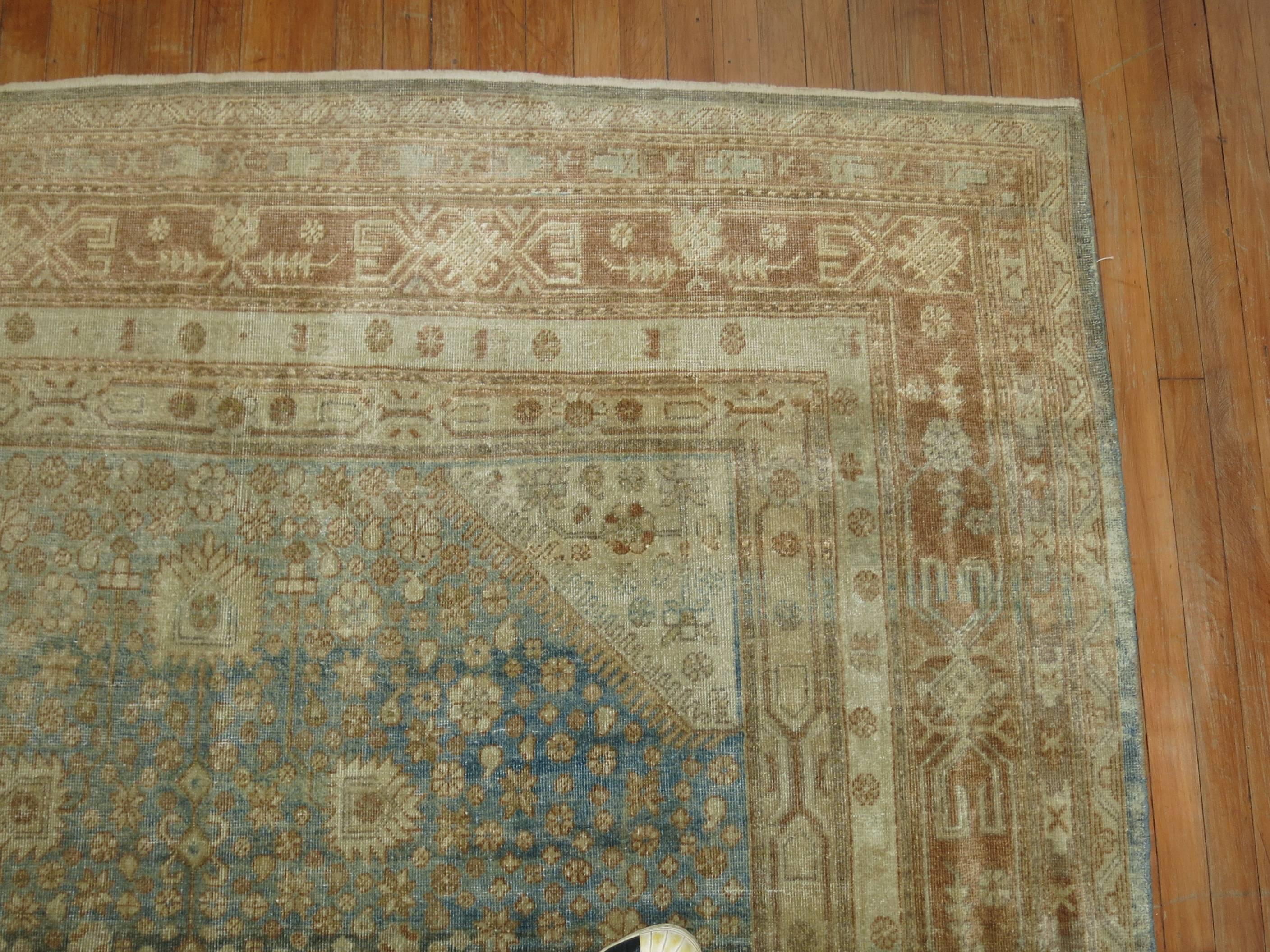 Blue Caramel Antique Khotan Gallery Rug In Good Condition For Sale In New York, NY