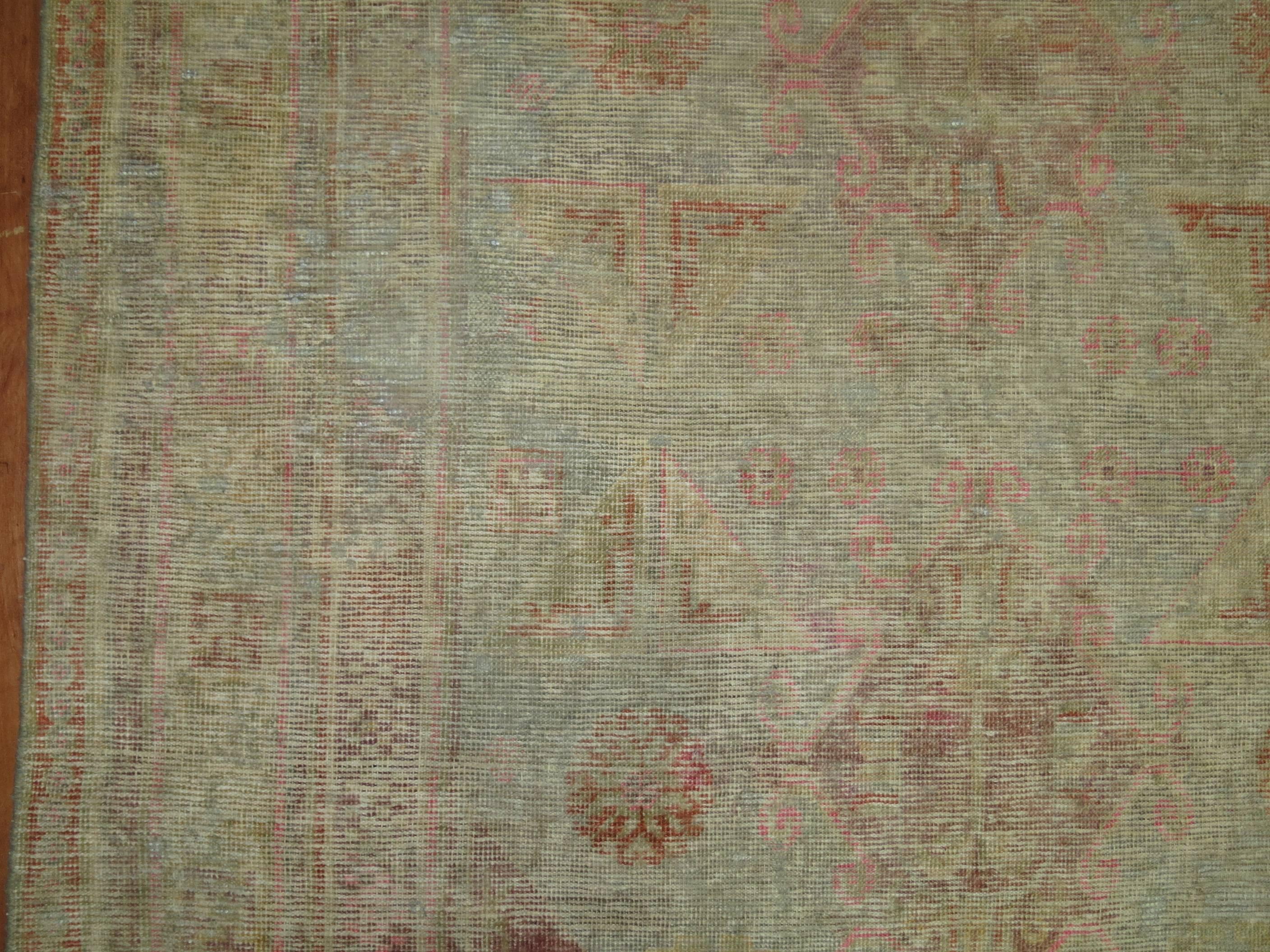 Pastel Antique Khotan 19th Century Rug In Distressed Condition In New York, NY