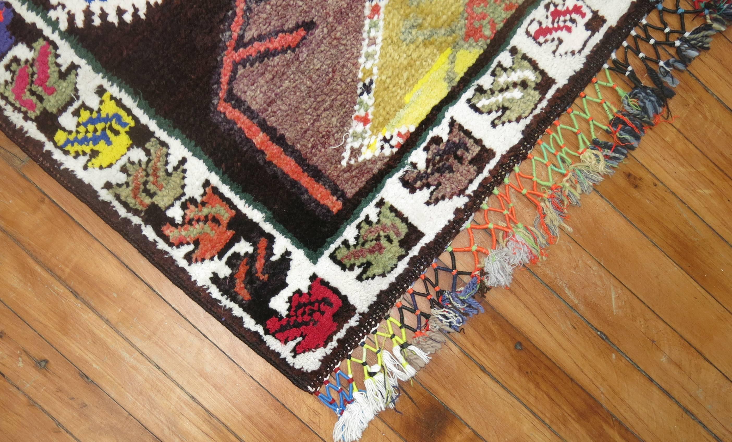 Hand-Woven Vintage Turkish Bohemian Runner For Sale