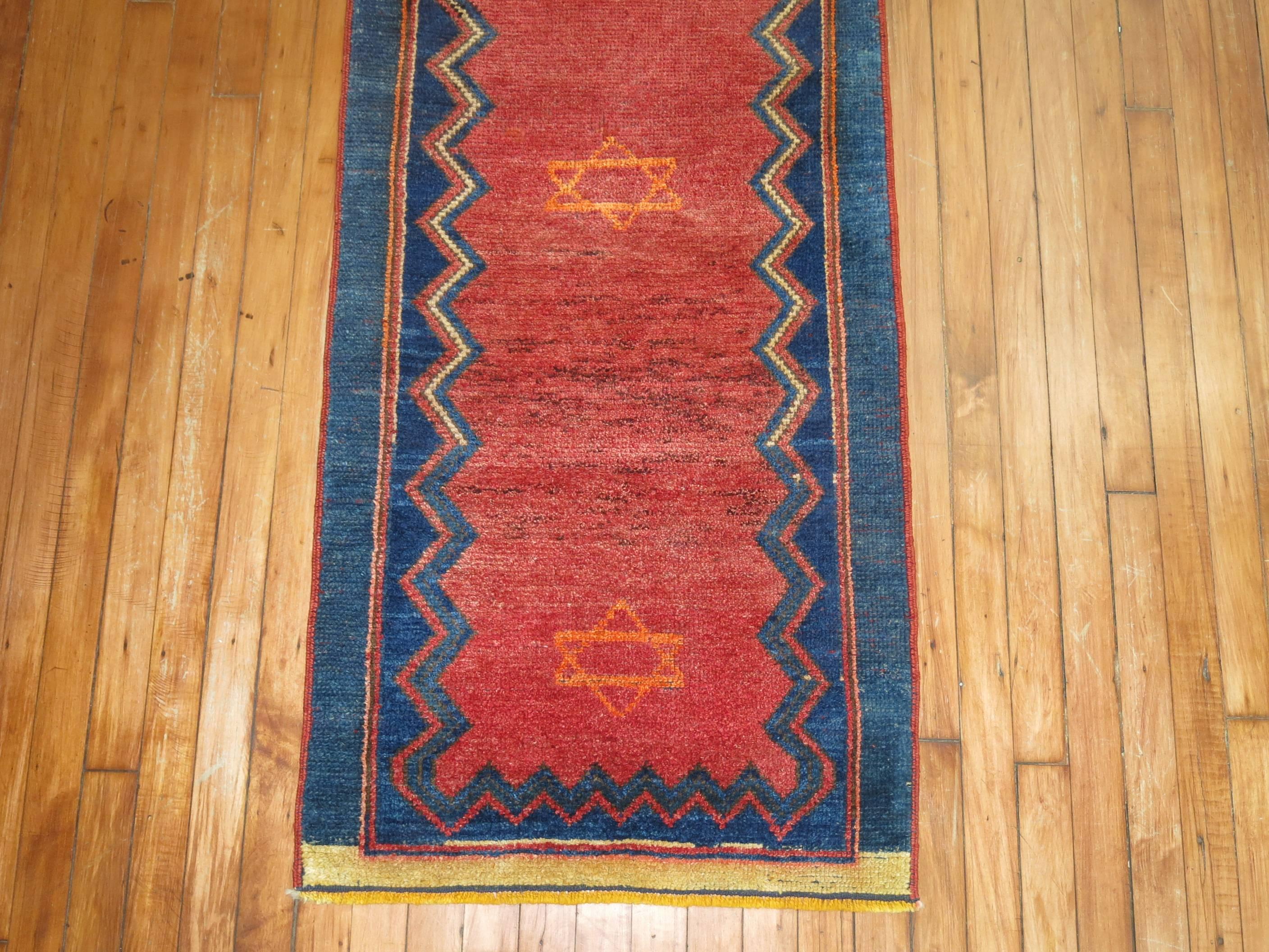 Wool Vintage Turkish Runner with Star of David Motif For Sale