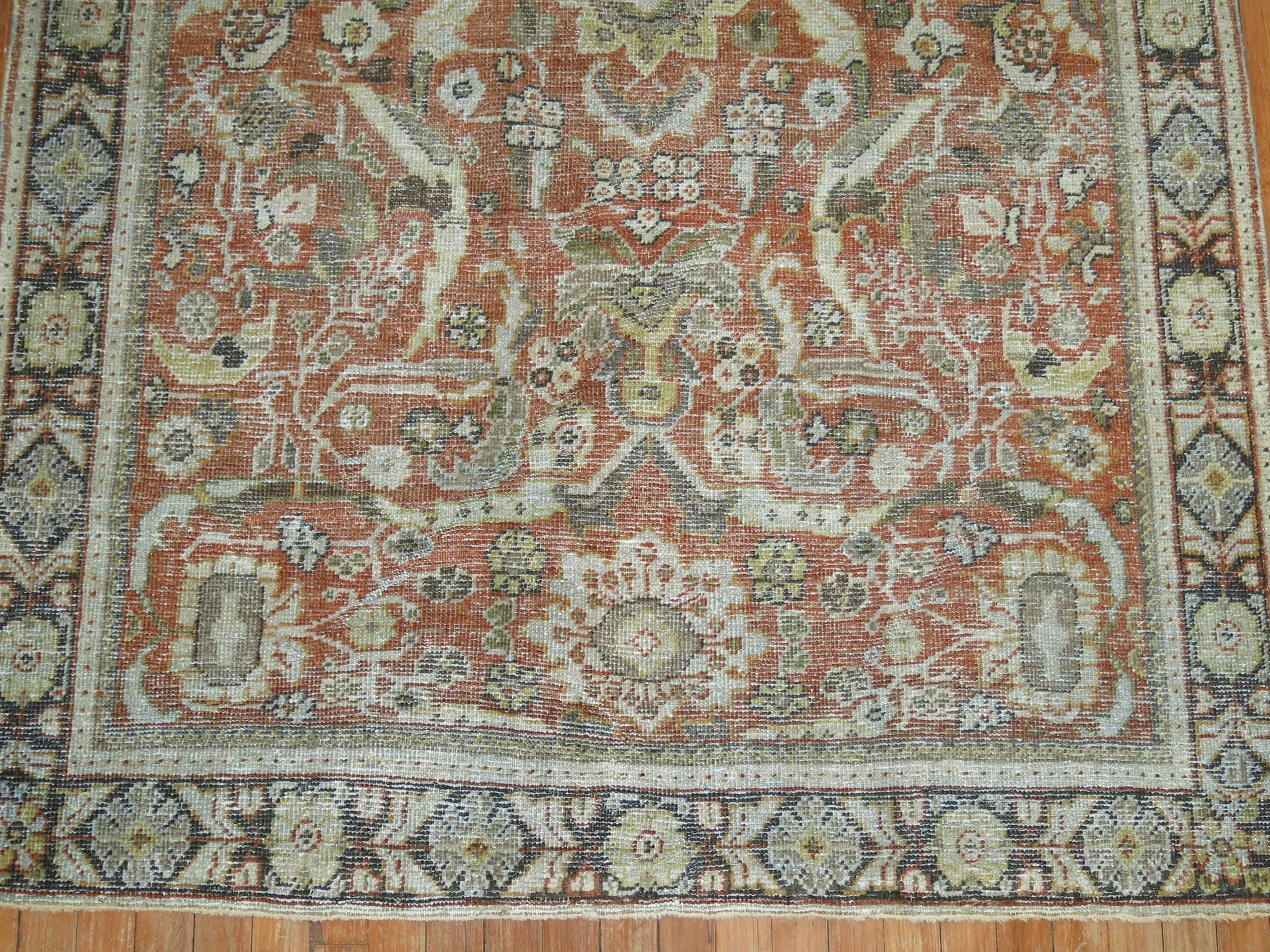 Hand-Knotted Rustic Antique Persian Shabby Chic Mahal Rug For Sale