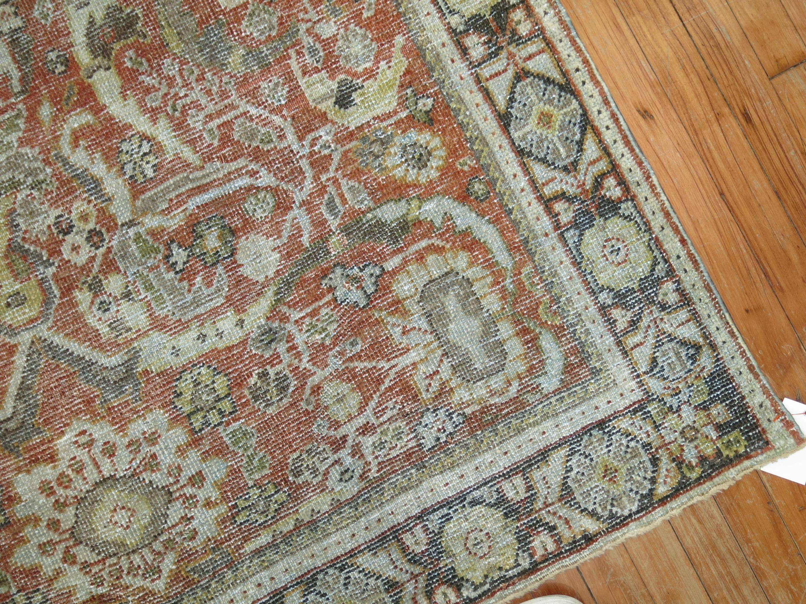 20th Century Rustic Antique Persian Shabby Chic Mahal Rug For Sale