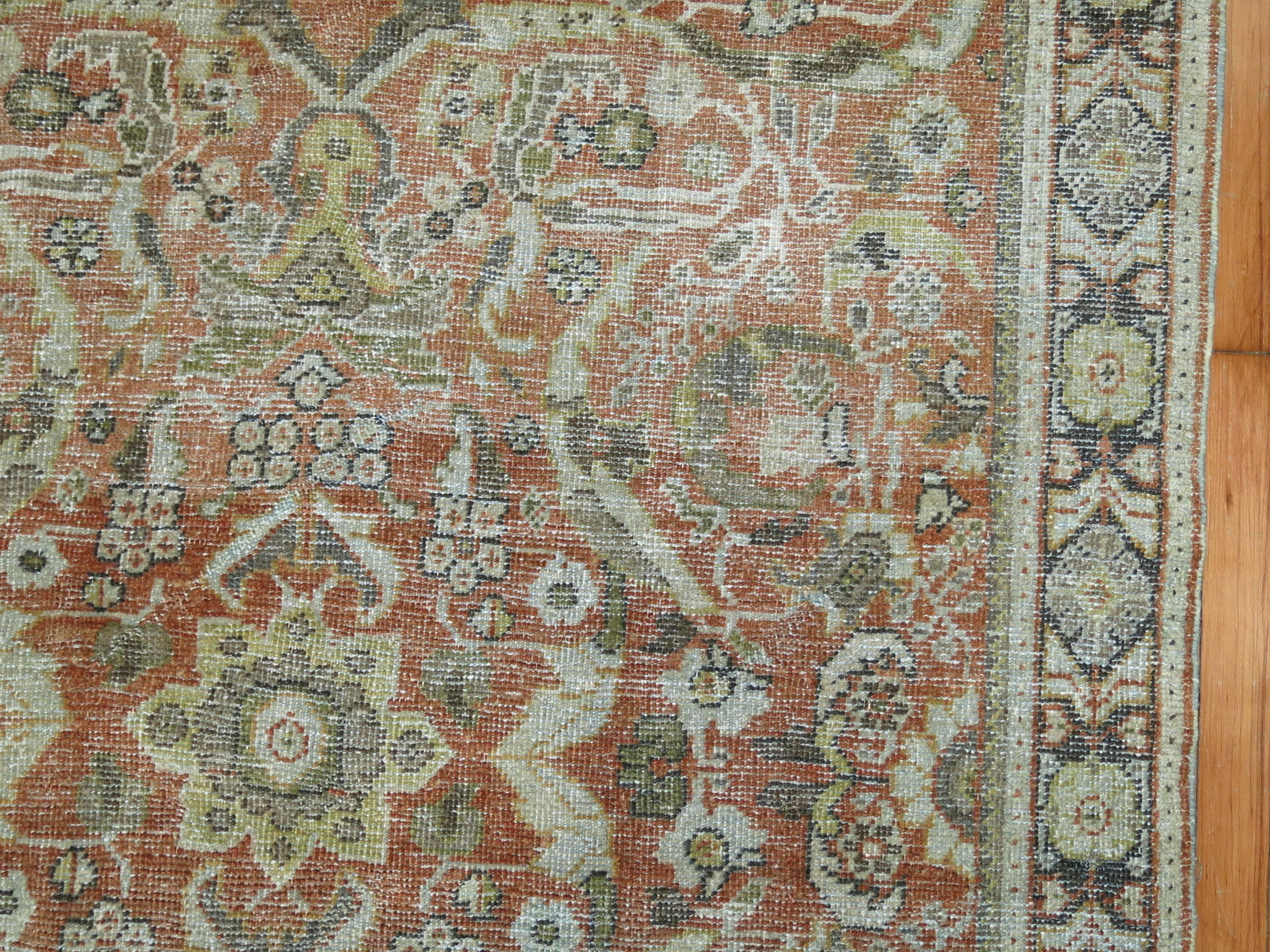 Wool Rustic Antique Persian Shabby Chic Mahal Rug For Sale