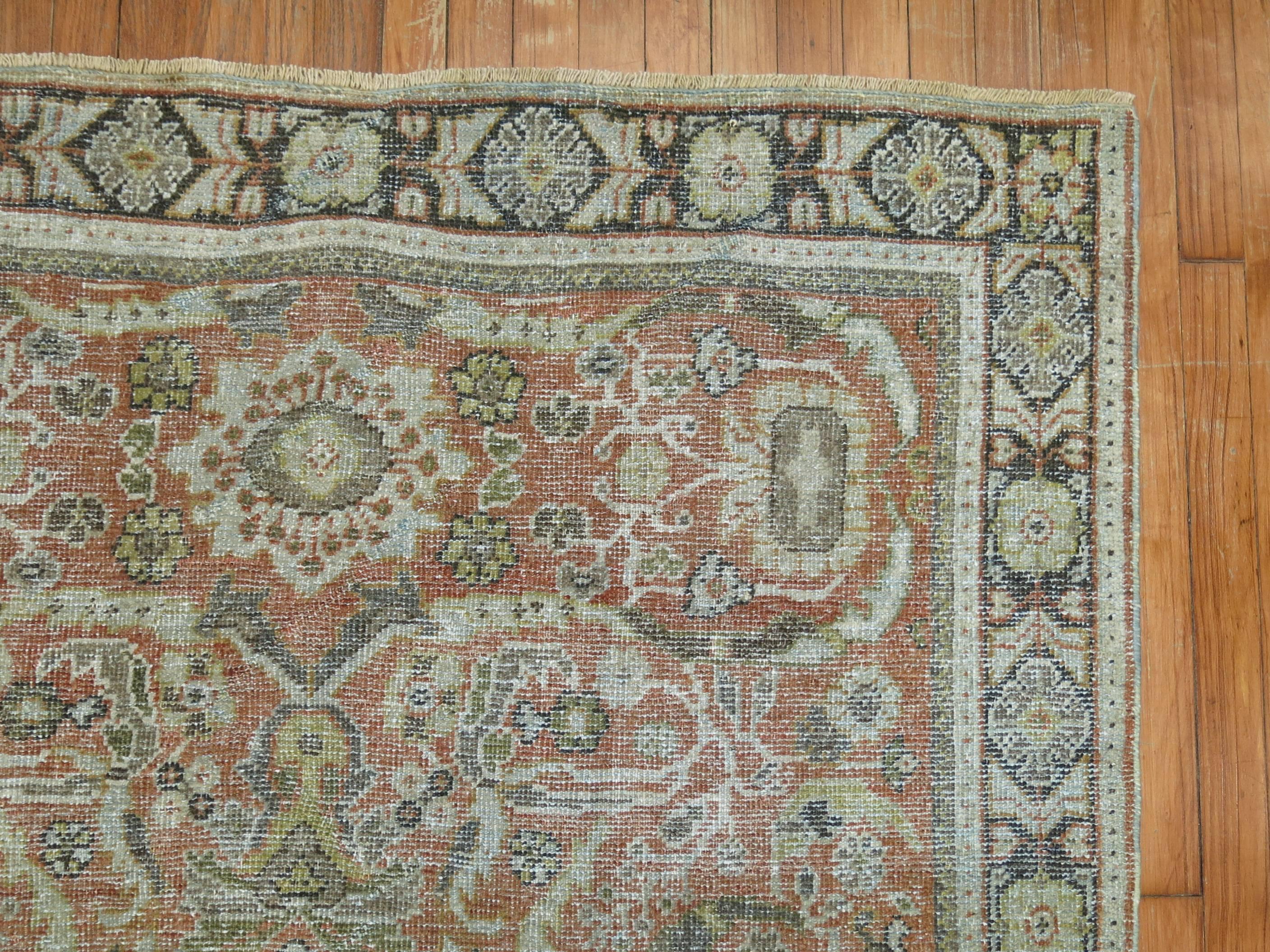 Rustic Antique Persian Shabby Chic Mahal Rug For Sale 1