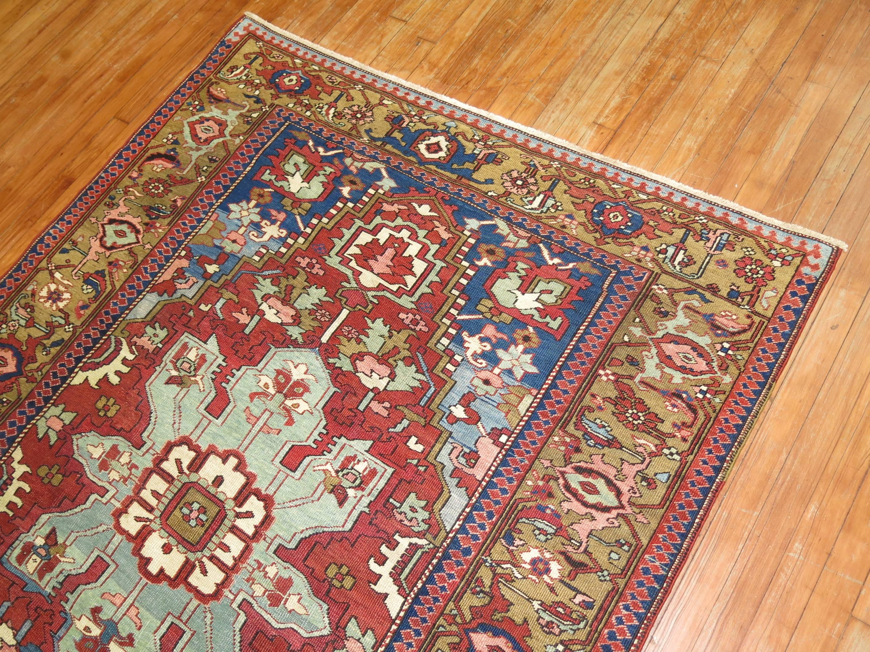 Early 20th Century Rare Size Antique Northwest Persian Serapi Rug For Sale 1