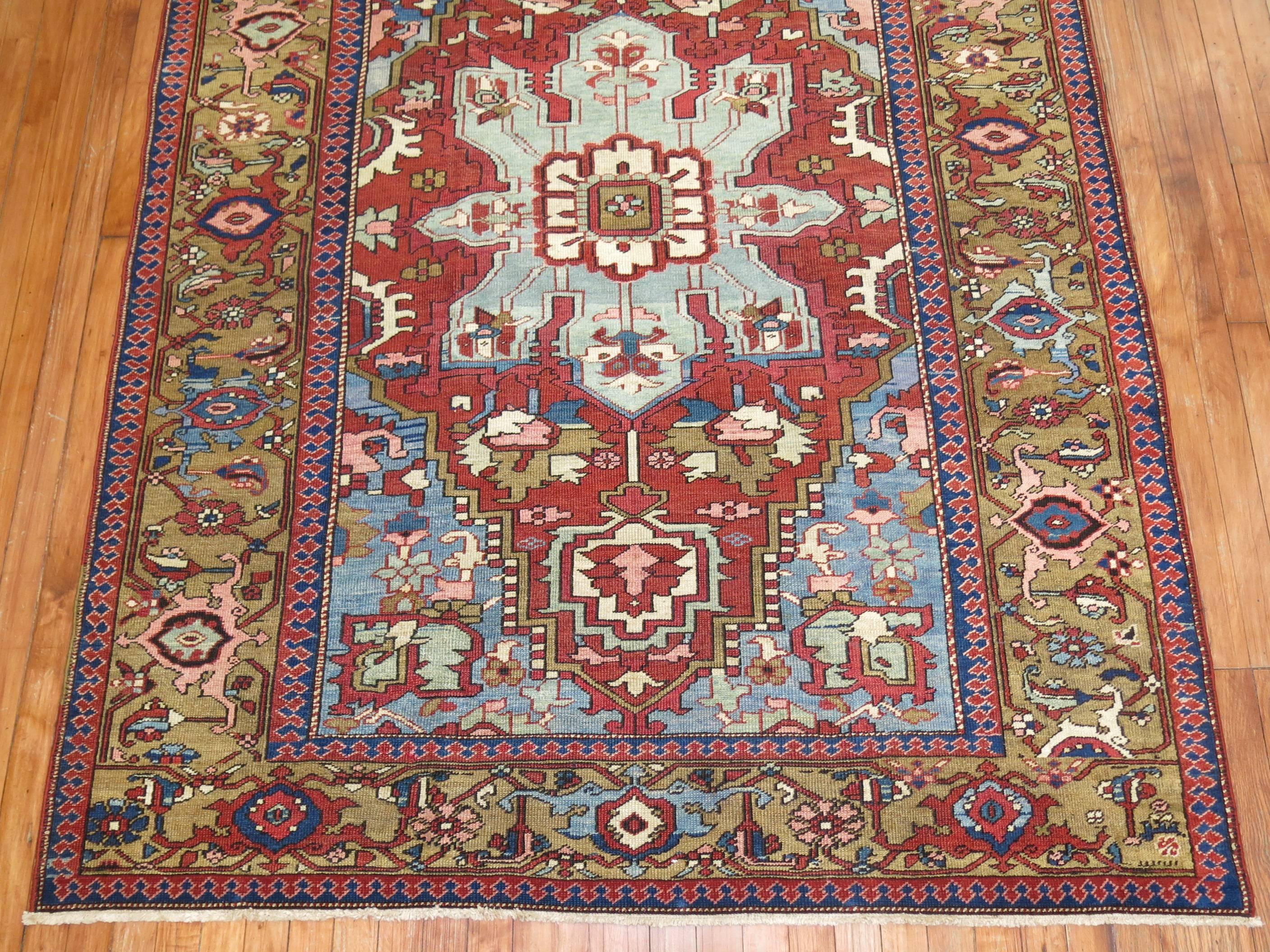 Early 20th Century Rare Size Antique Northwest Persian Serapi Rug For Sale 2
