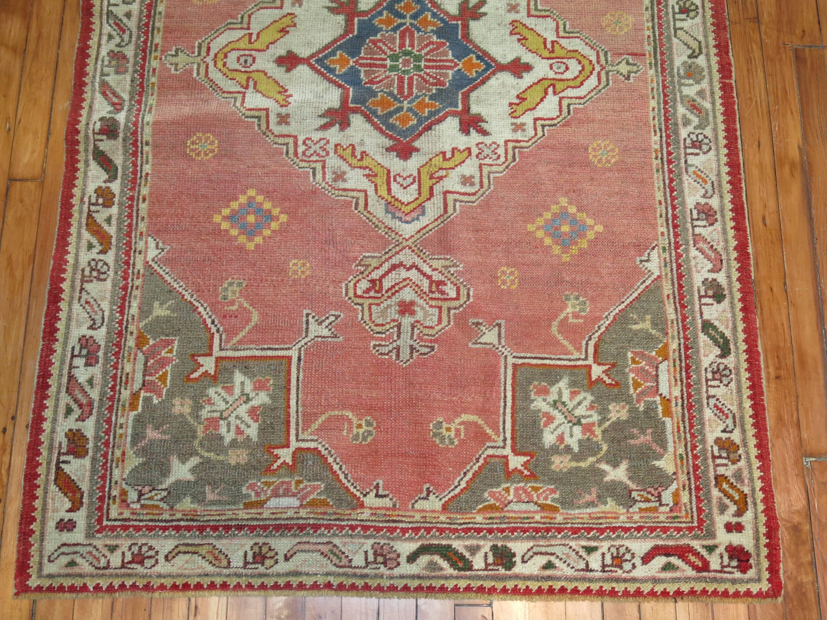 Zabihi Collection Vintage Turkish Oushak Rug In Good Condition For Sale In New York, NY