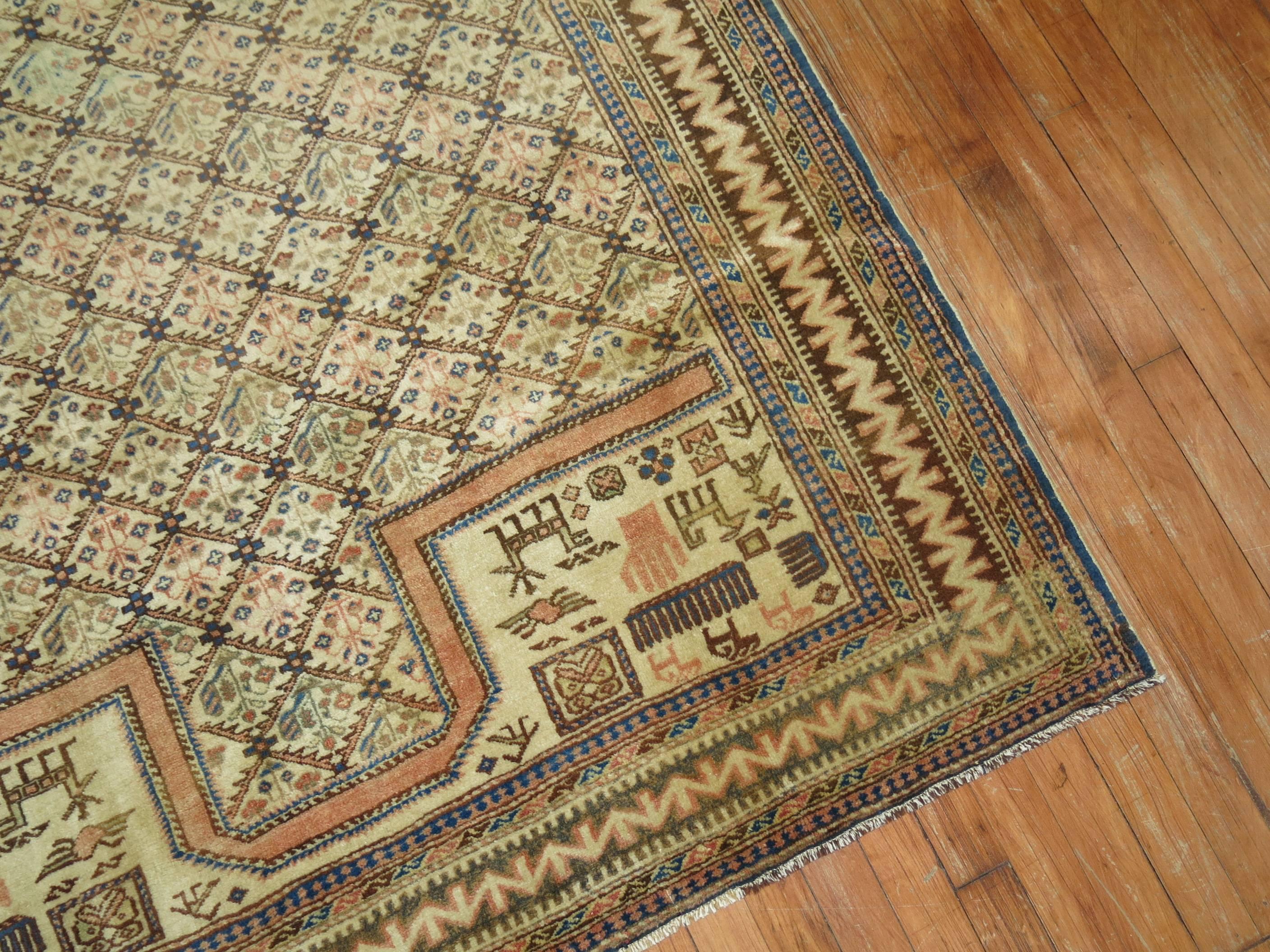 Folk Art Vintage Caucasian Rug For Sale