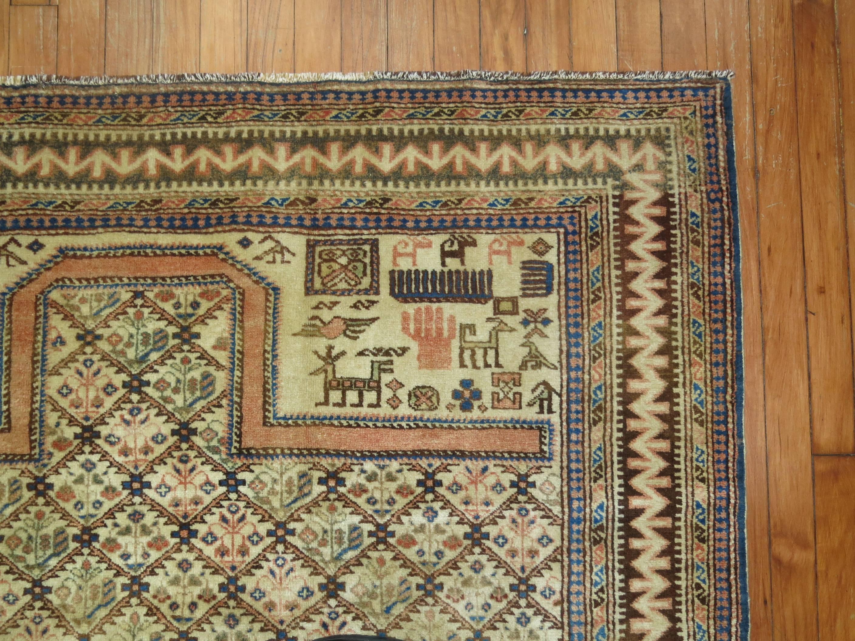 Hand-Woven Vintage Caucasian Rug For Sale