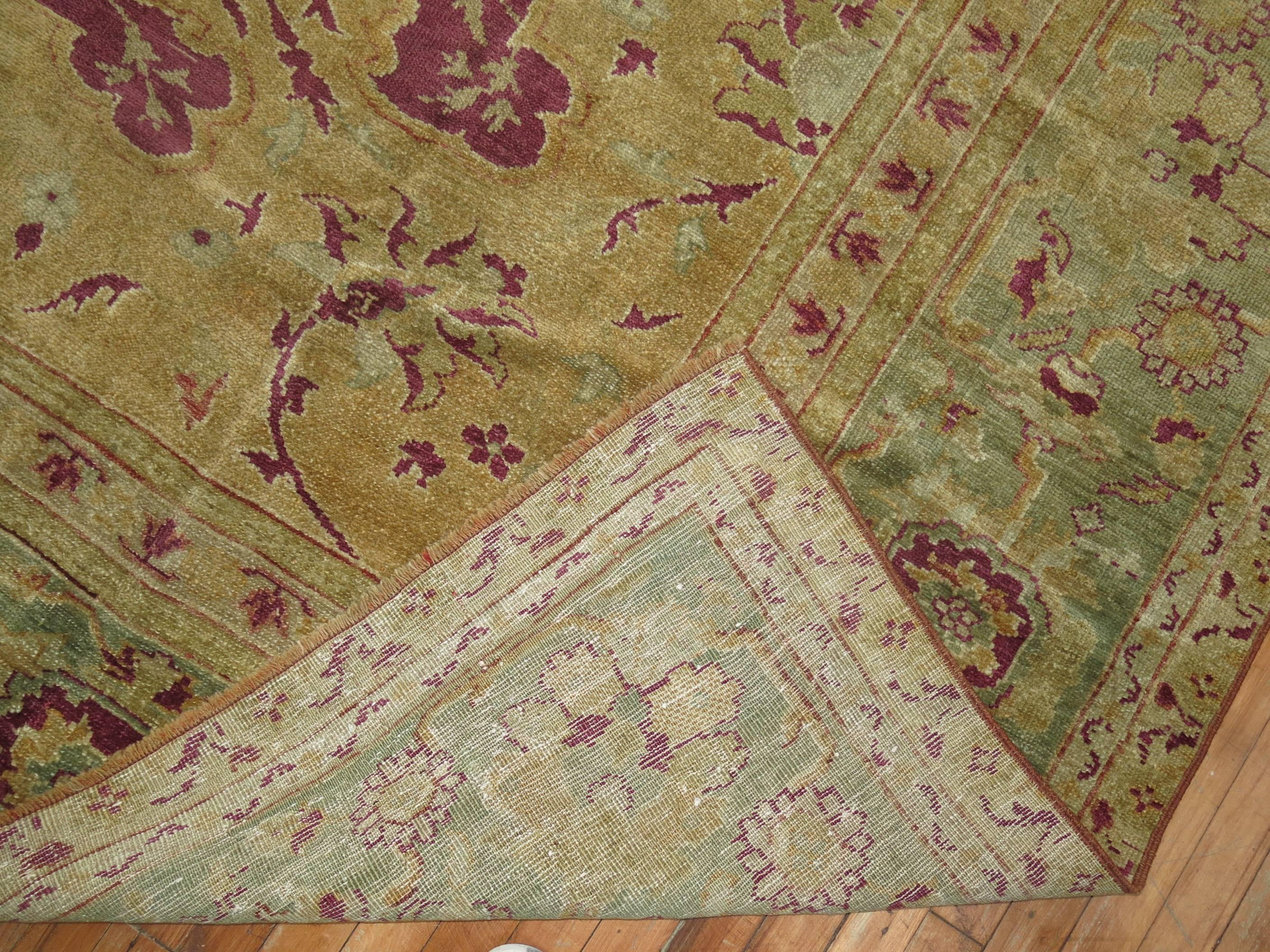 Plum Color Early 20th Century Antique Turkish Ghiordes Rug For Sale 1
