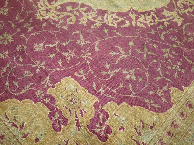 Plum Color Early 20th Century Antique Turkish Ghiordes Rug For Sale at ...