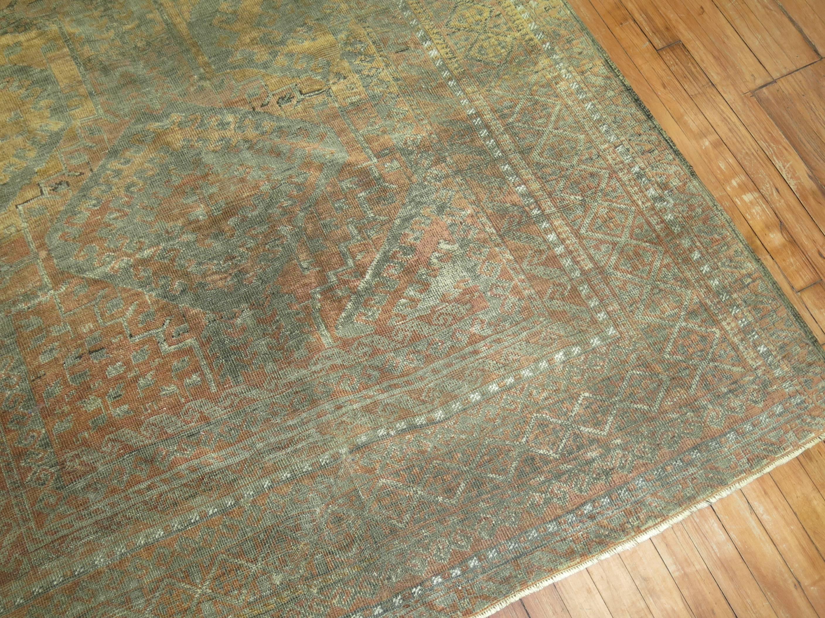 Copper Brown Tribal Geometric Persian Gallery Size Carpet For Sale 3