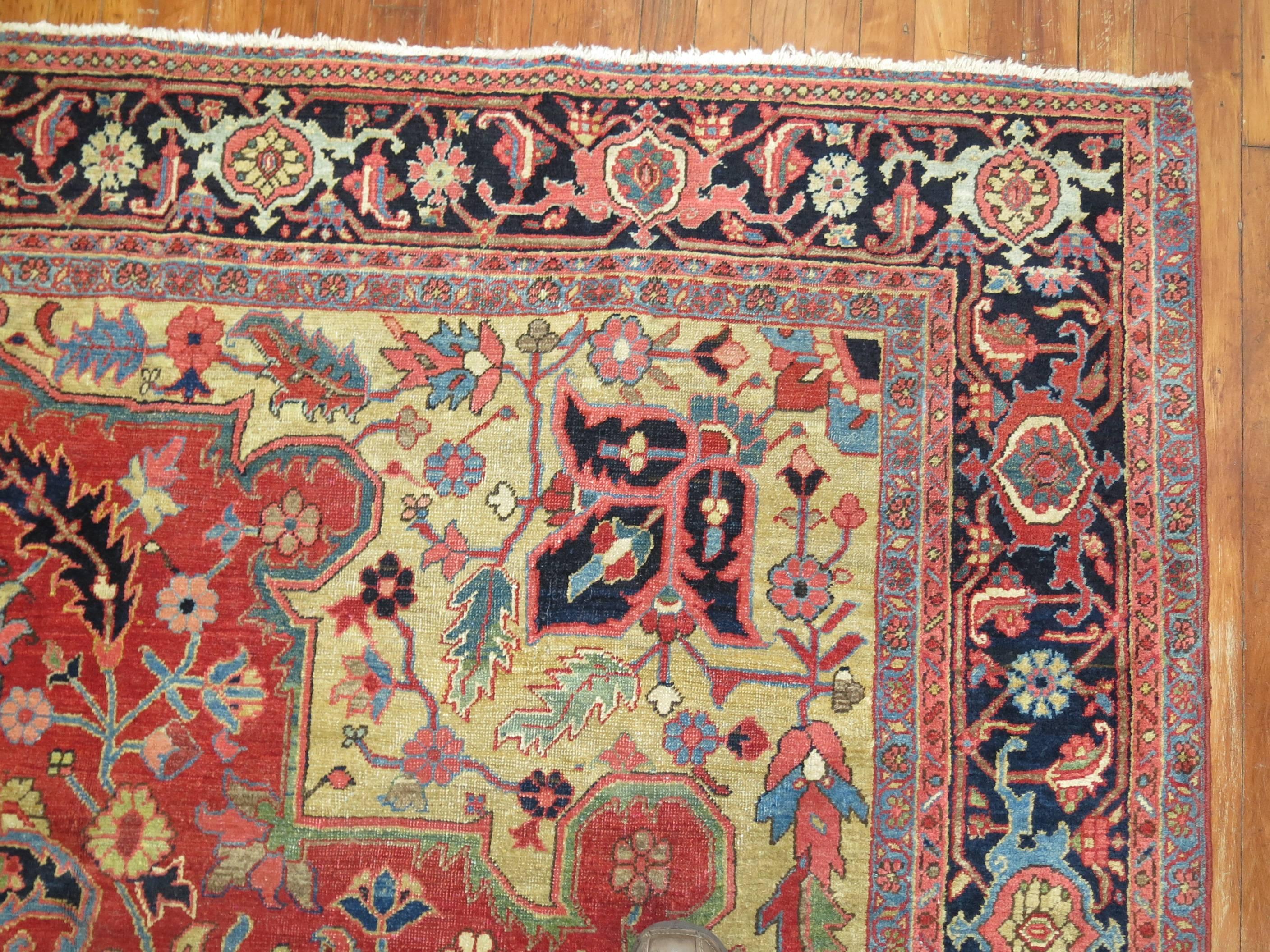 Wool Antique Persian Heriz Serapi Carpet