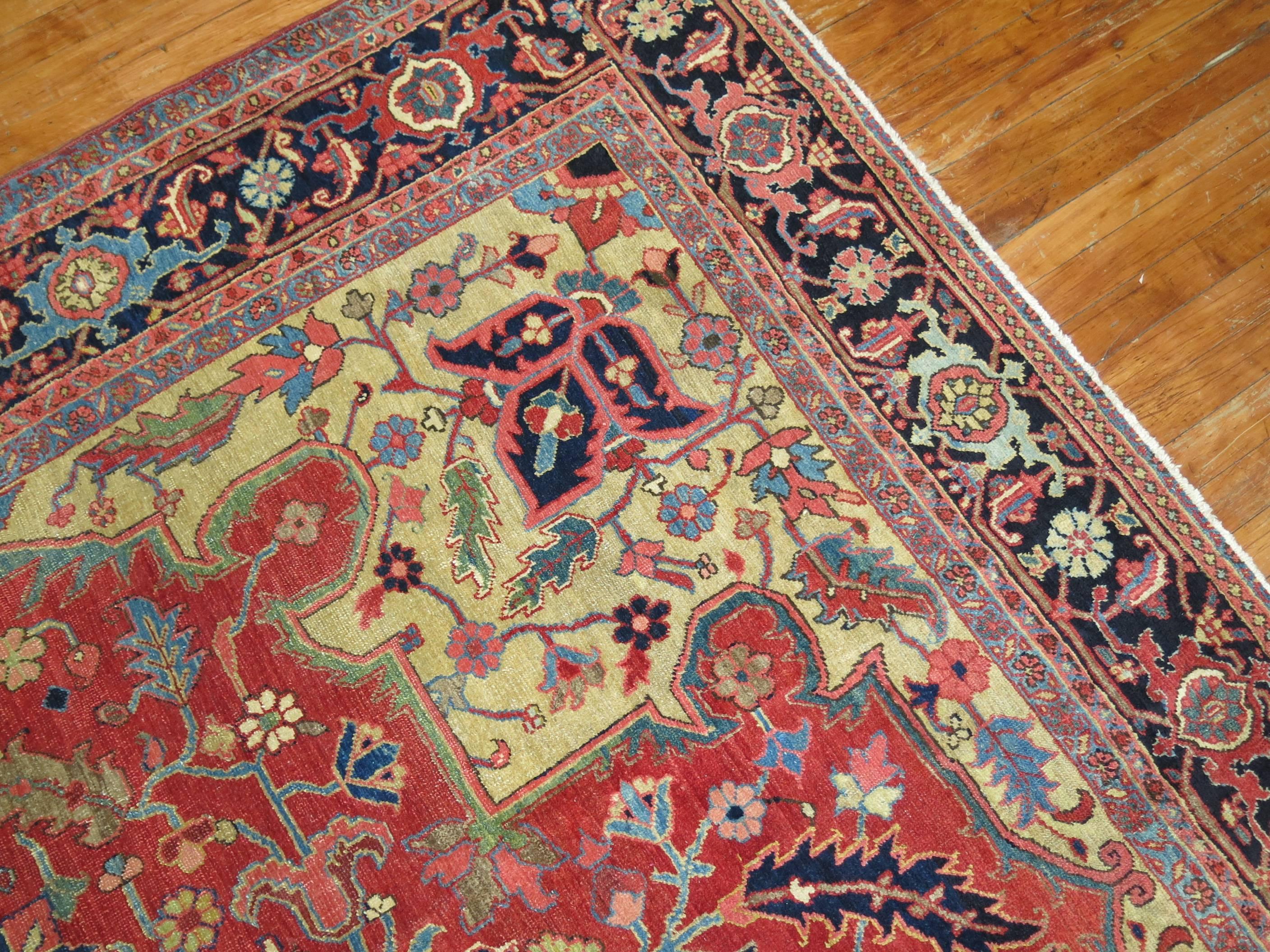 20th Century Antique Persian Heriz Serapi Carpet