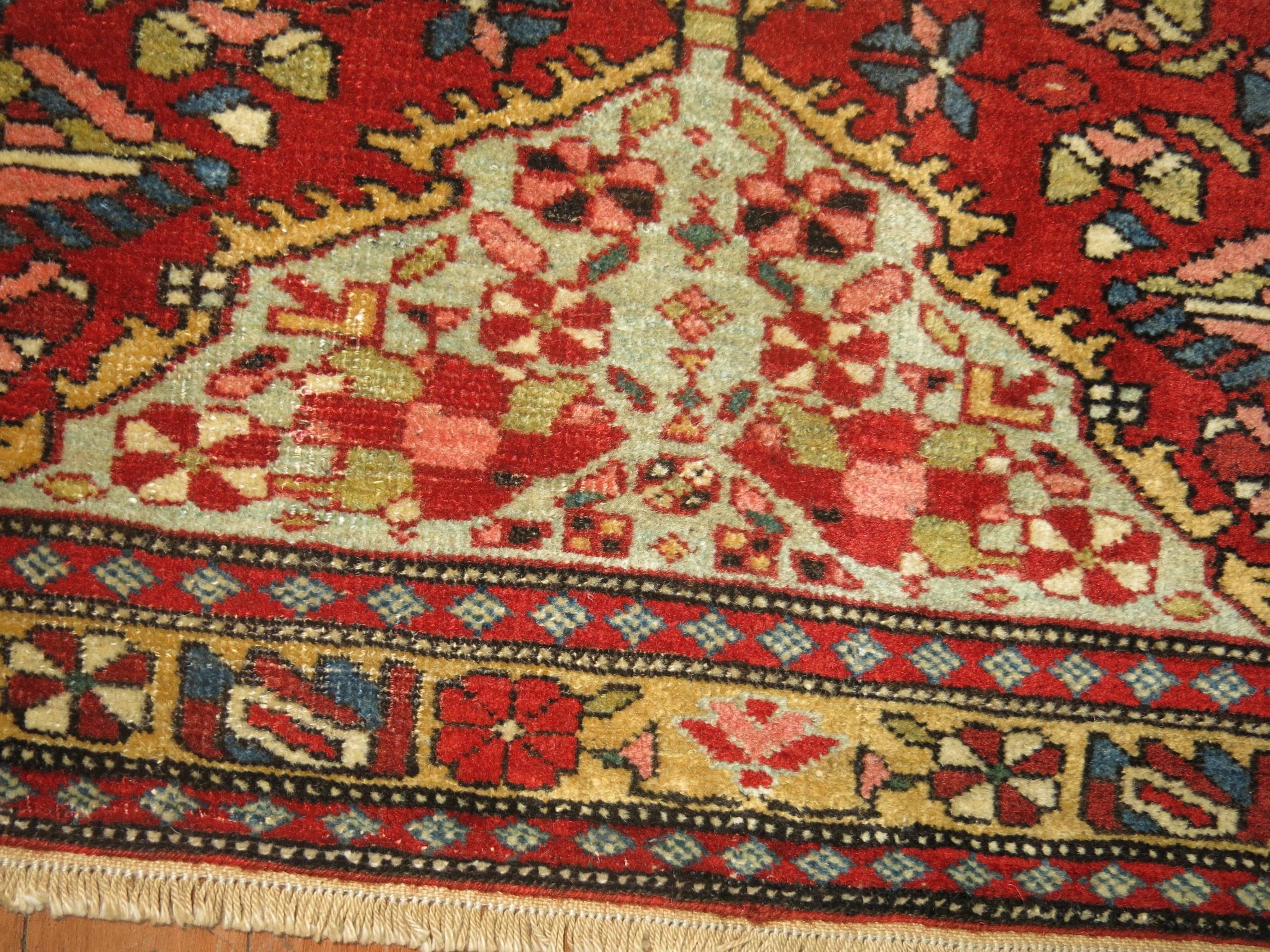 Federal Jewel Tone Fine Quality Antique Persian Malayer Narrow Horizontal Woven Rug For Sale