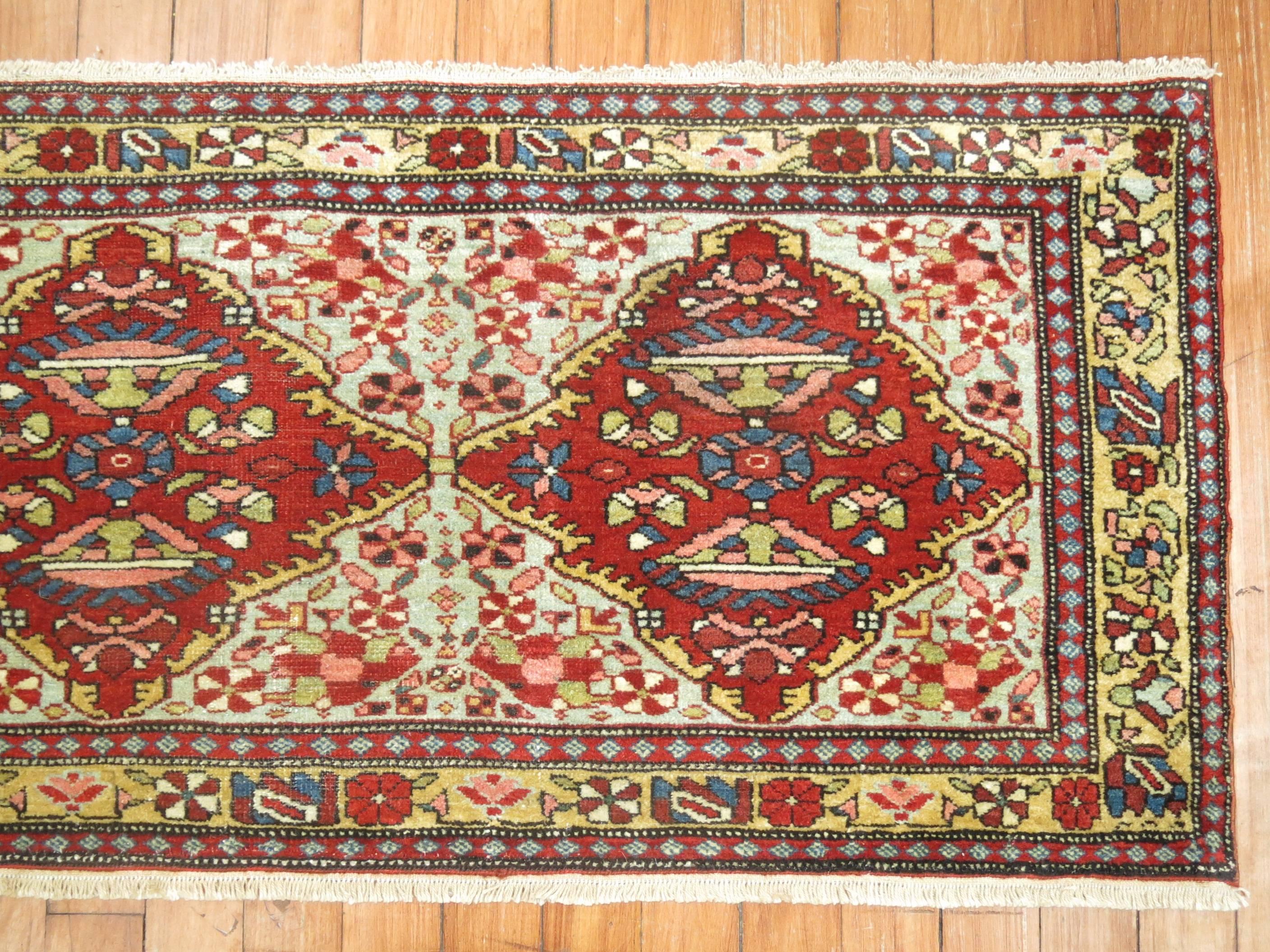 Jewel Tone Fine Quality Antique Persian Malayer Narrow Horizontal Woven Rug For Sale 1