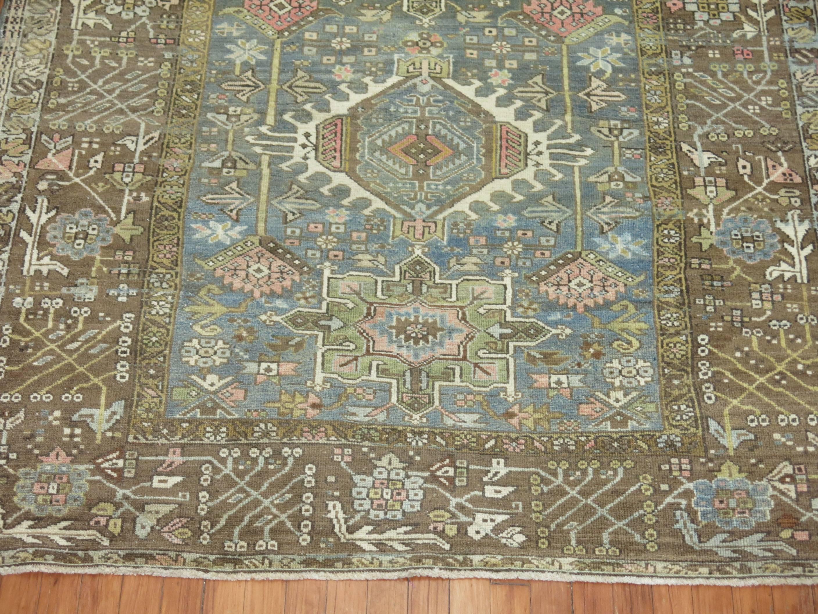 Sporting Art Soft Blue Persian Heriz Square Rug