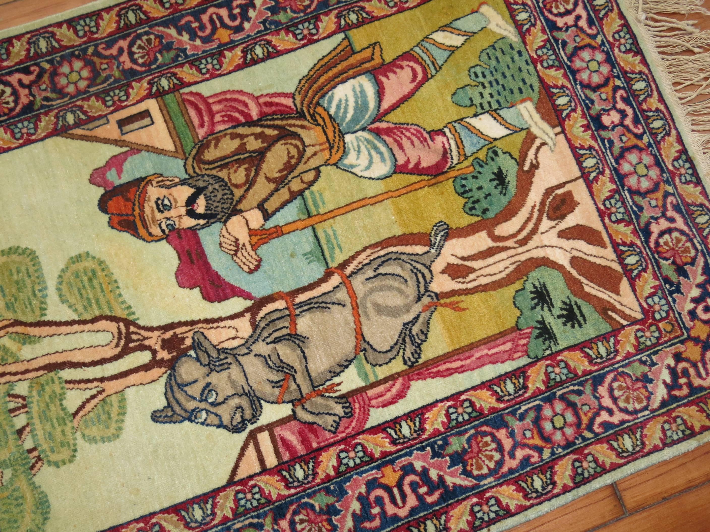Brutalist Pictorial Persian Rug