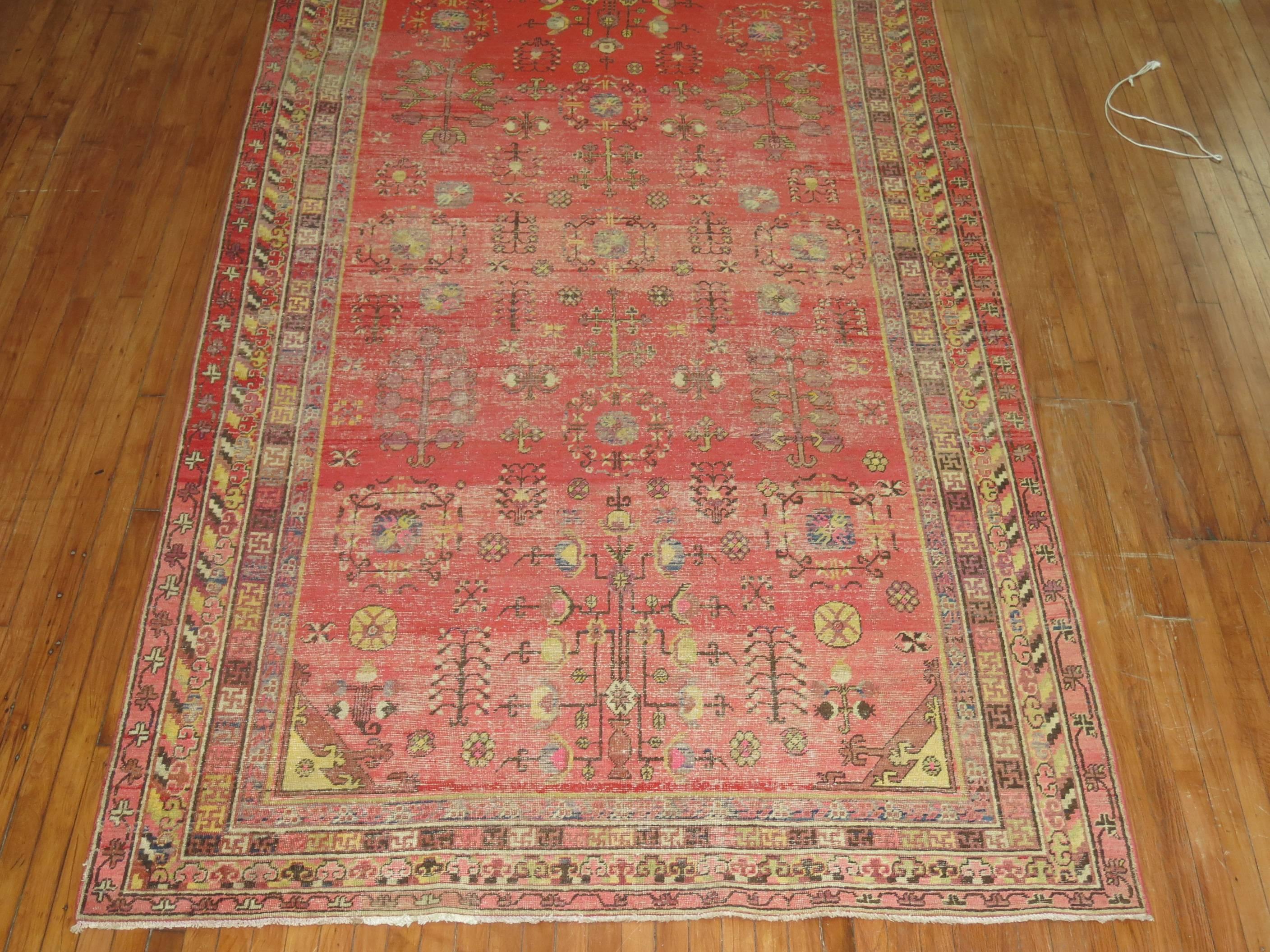 20th Century Khotan Shabby Chic Rug For Sale