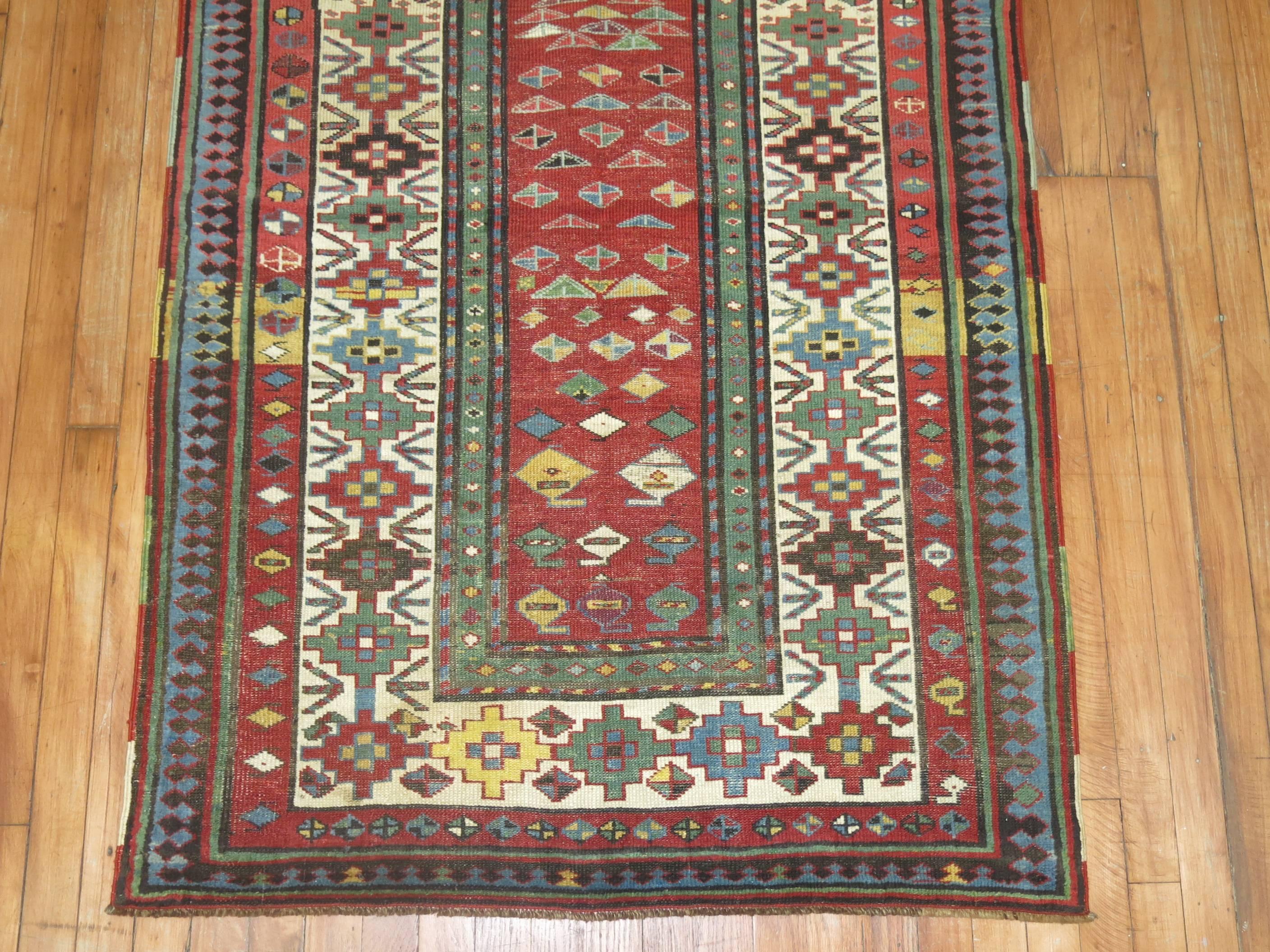 Rustic 19th Century Caucasian Talish Runner In Excellent Condition For Sale In New York, NY