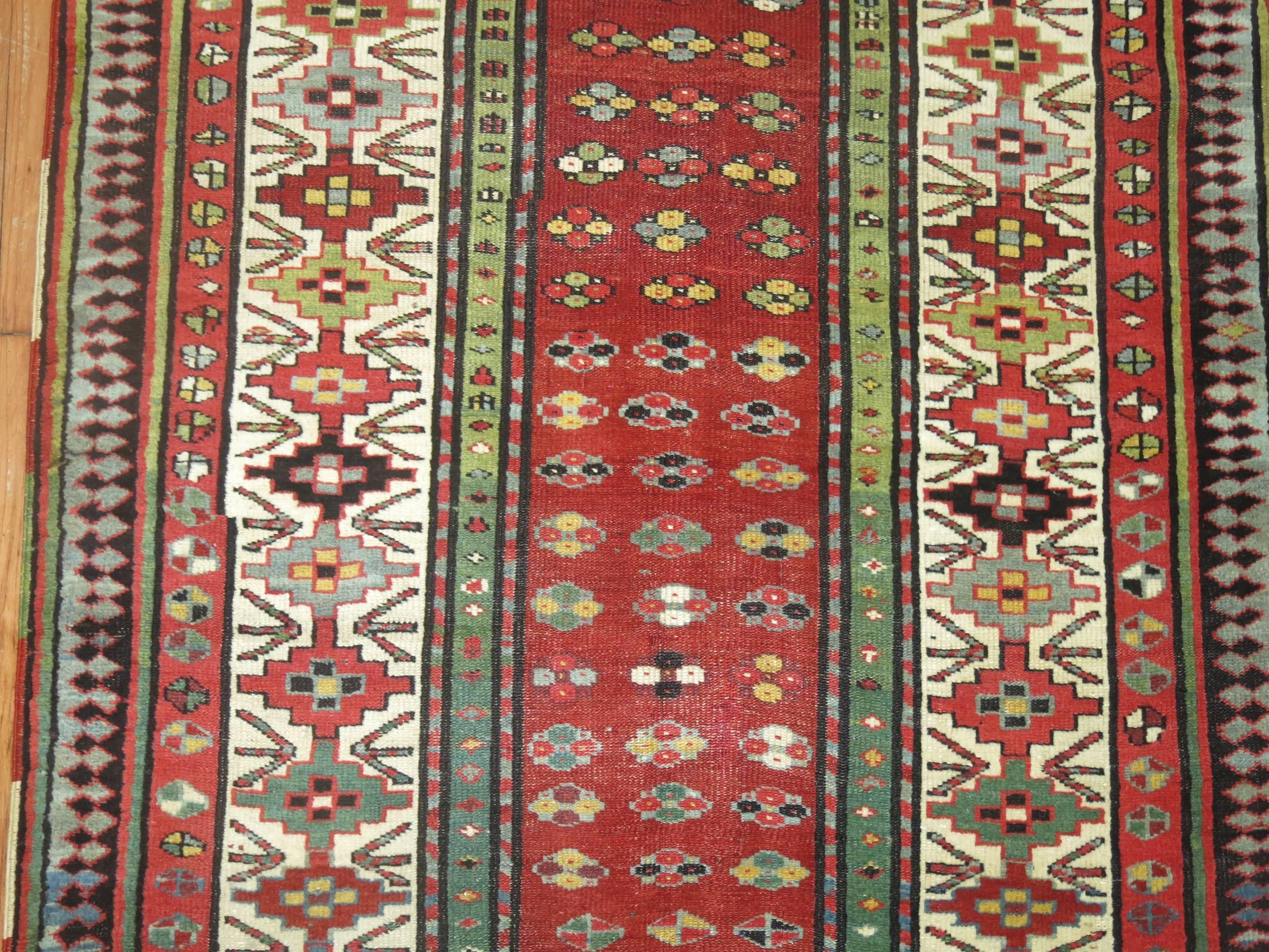 Rustic 19th Century Caucasian Talish Runner For Sale 1