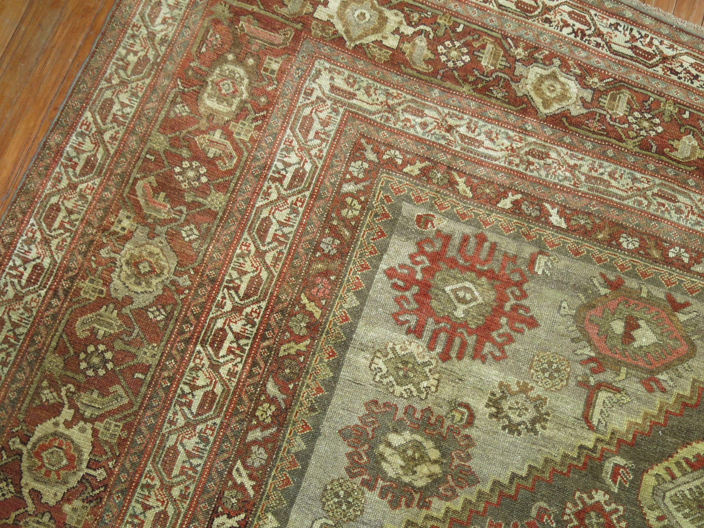 Antique Persian Malayer Decorative Carpet in  Predominant Silver Color 1