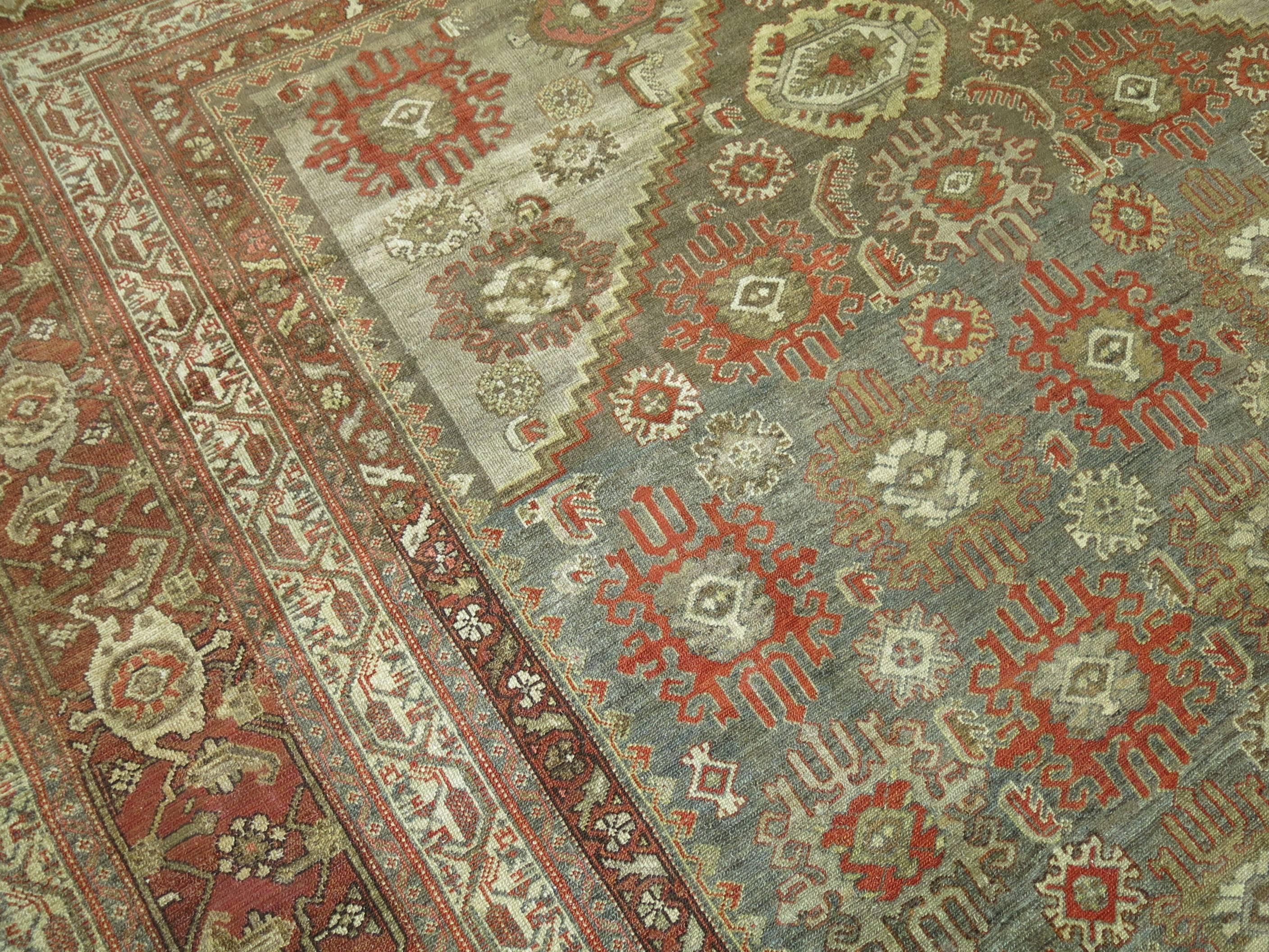 Antique Persian Malayer Decorative Carpet in  Predominant Silver Color 2