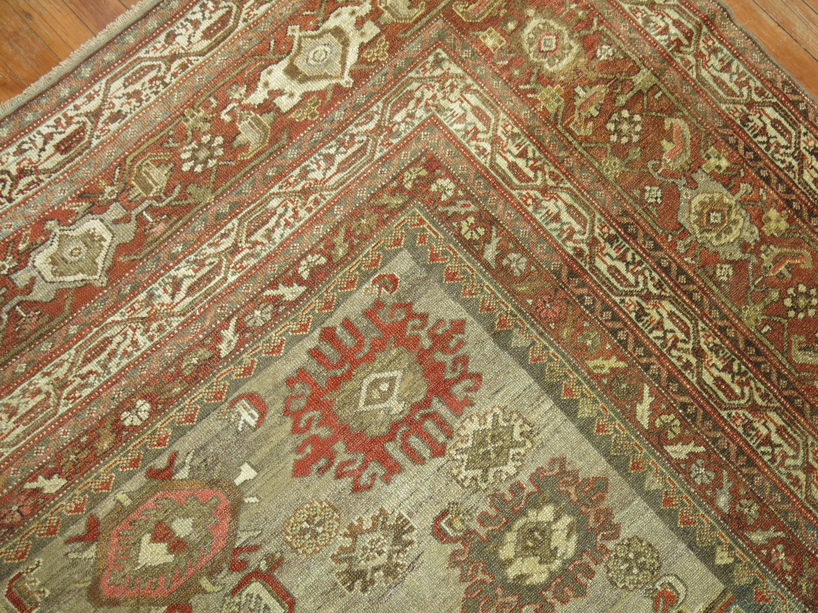 Stunning room size Persian Malayer with a rare silver-gray field color.
Malayer is a village located in Northwest Persian knows for decorative style rugs usually with geometric stylized motifs. Persian Malayer rugs are typically found in scatter