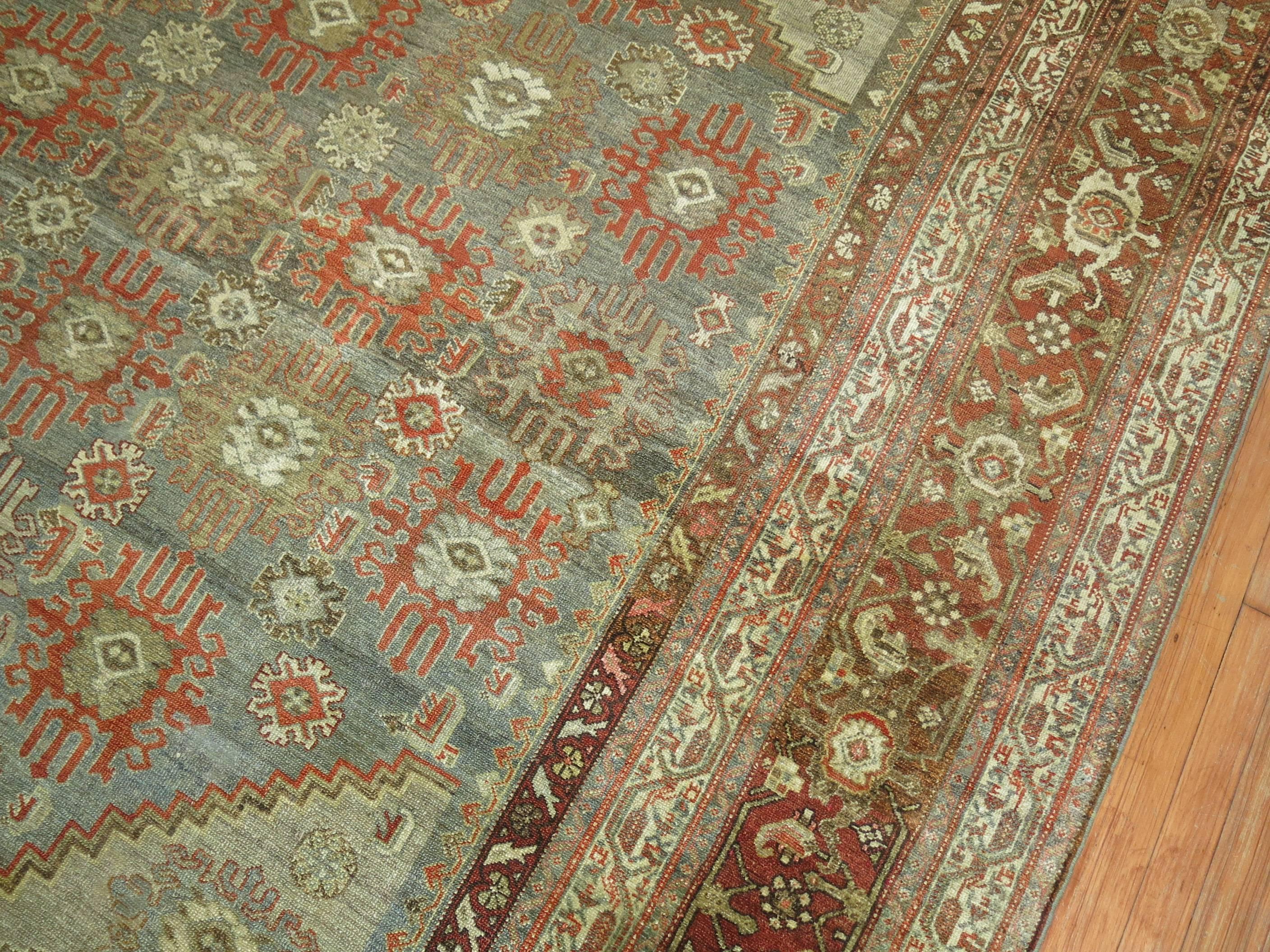 Antique Persian Malayer Decorative Carpet in  Predominant Silver Color In Excellent Condition In New York, NY