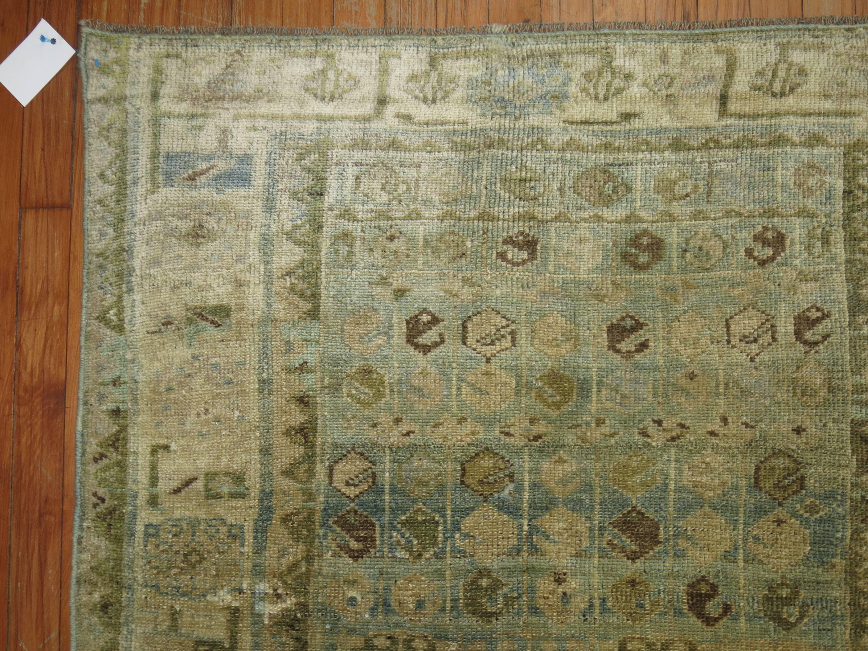 Sky Ocean Blue Persian Malayer Accent 20th Century Rugs In Excellent Condition In New York, NY